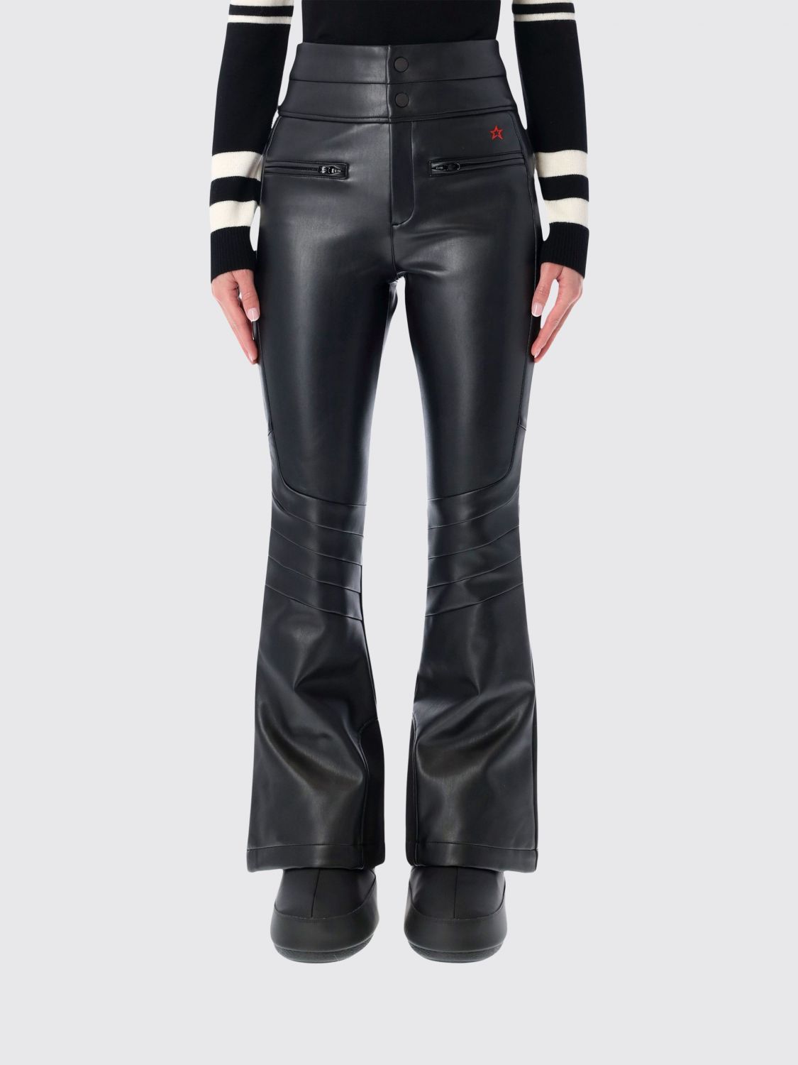 Perfect Moment Aurora Faux-leather High-rise Flared Ski Pants In Black