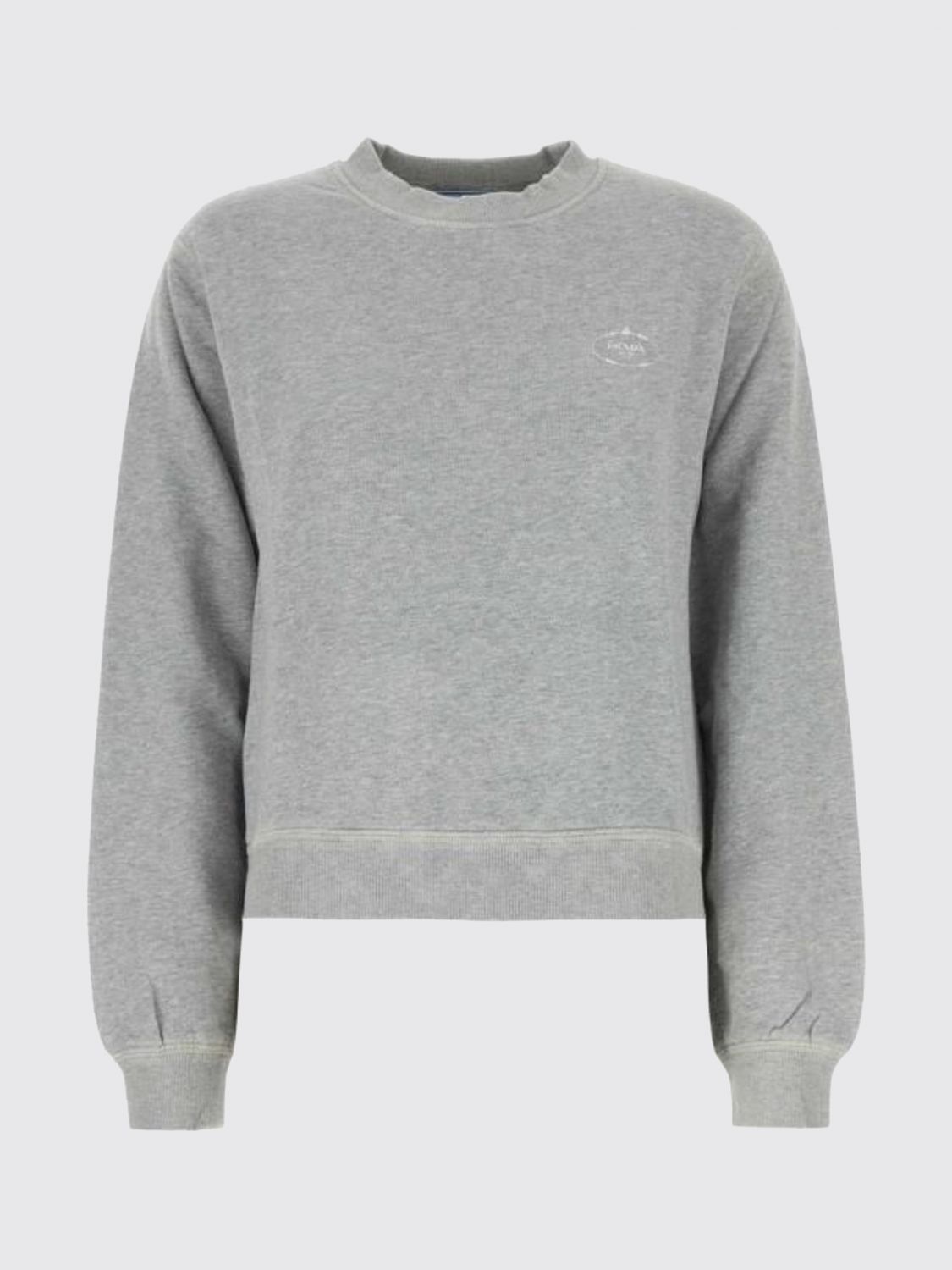 Prada Grey Cotton Sweatshirt In Gray