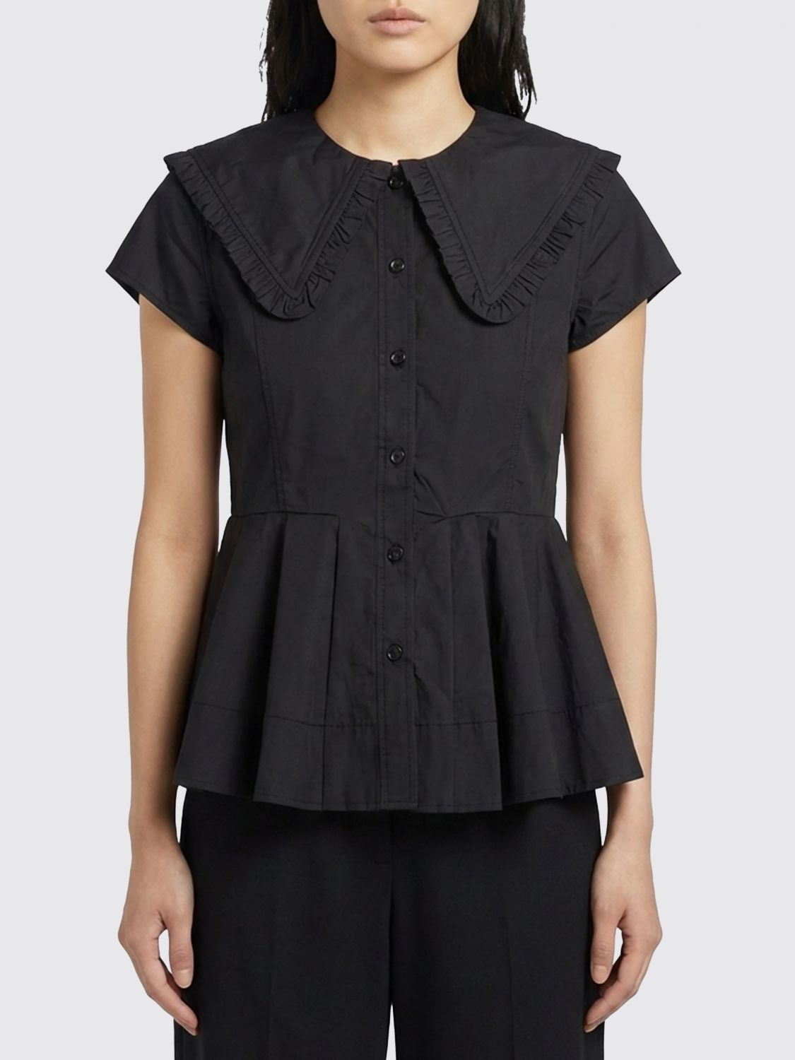 GANNI Shirt Woman color Black　GANNI シャツ レディース カラー ブラック GANNI