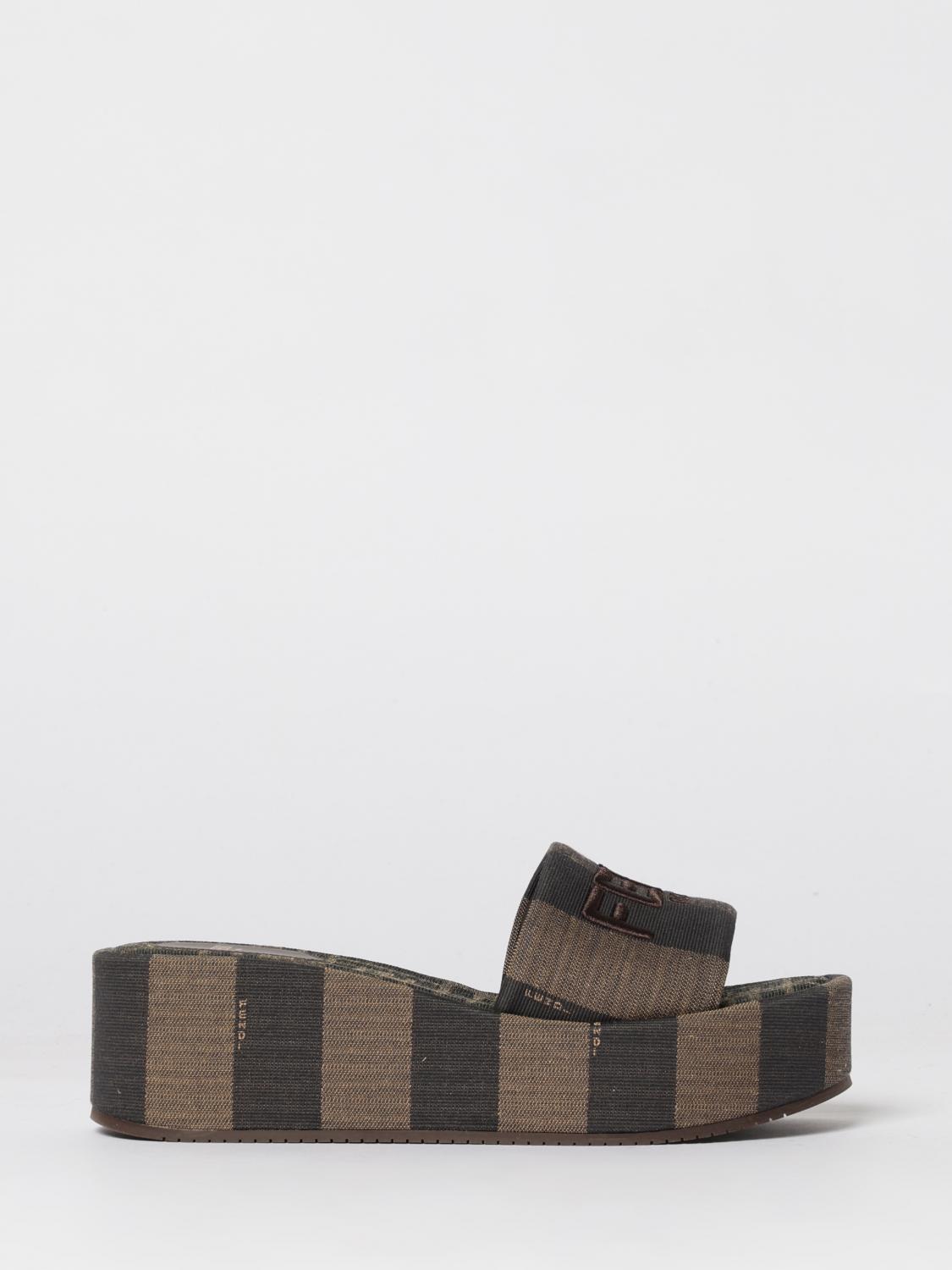 FENDI Mules Sunshine in canvas con monogram FF jacquard