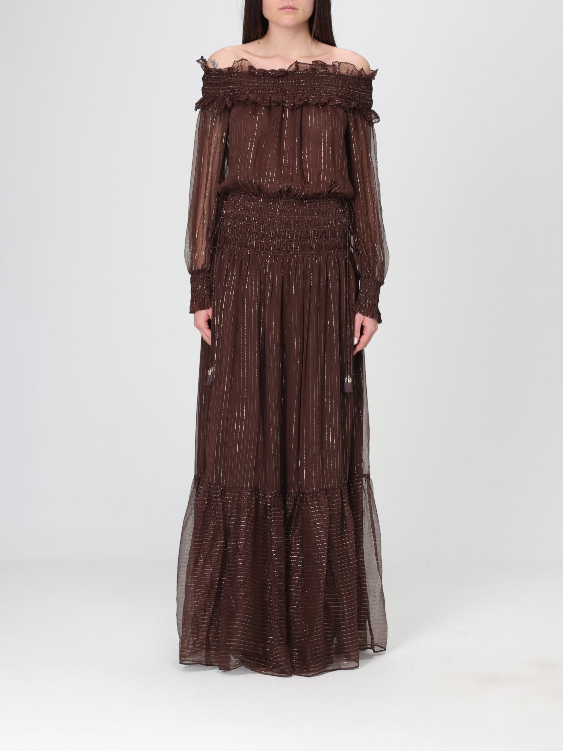 SELF-PORTRAIT Dress Woman color Brown