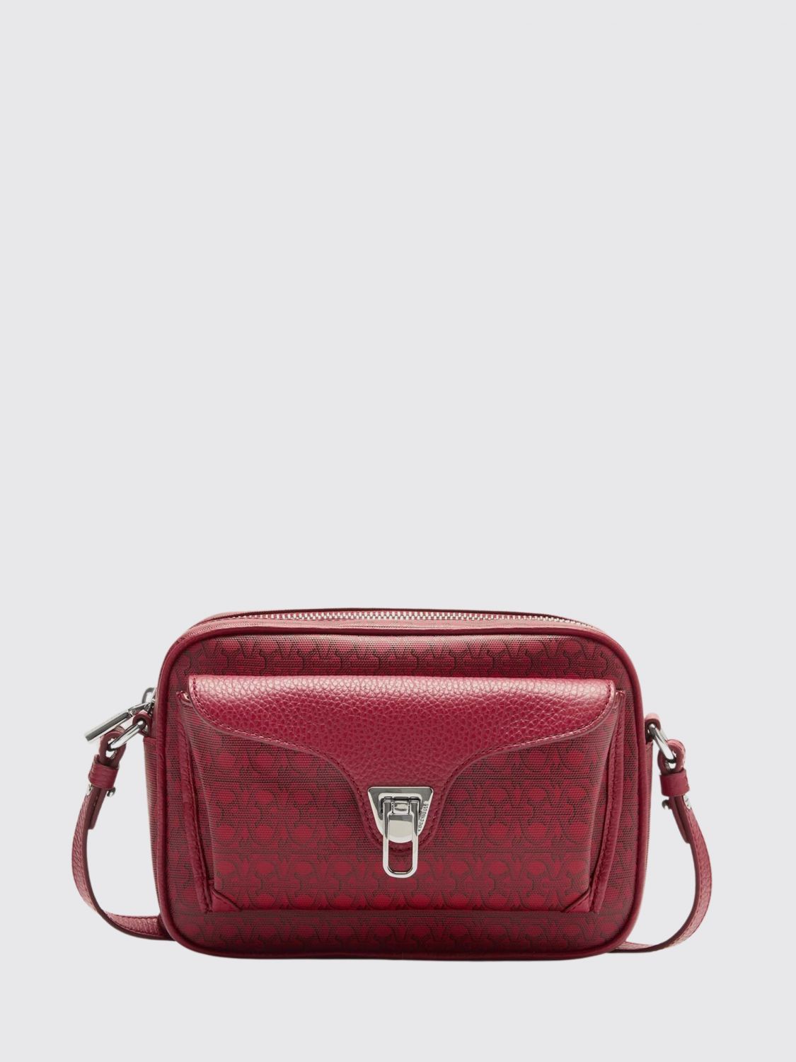 COCCINELLE Beat bag in canvas with monogram and grained leather