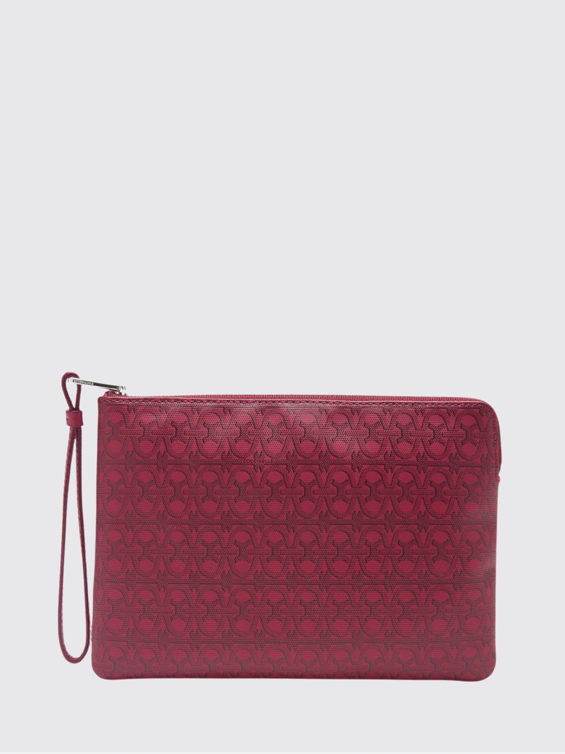 Clutch Coccinelle in cotone spalmato con monogram all over