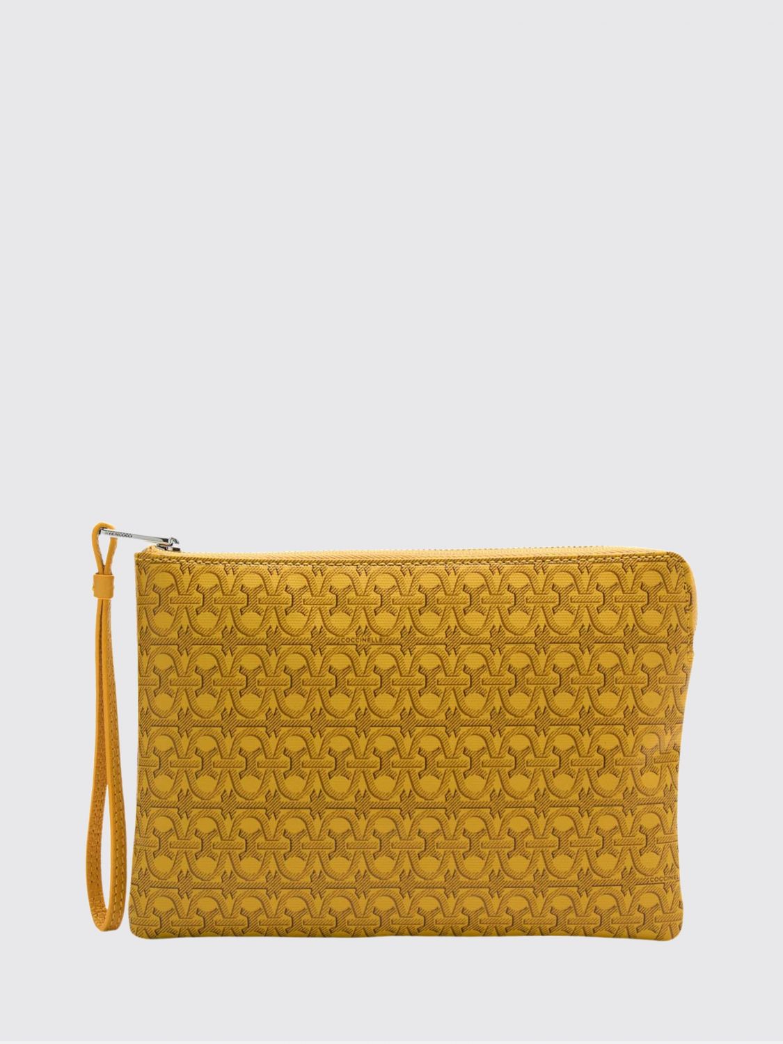 Clutch Coccinelle in cotone spalmato con monogram all over