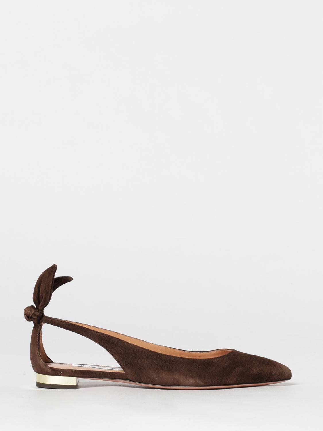 AQUAZZURA Ballerina Bow Tie in camoscio