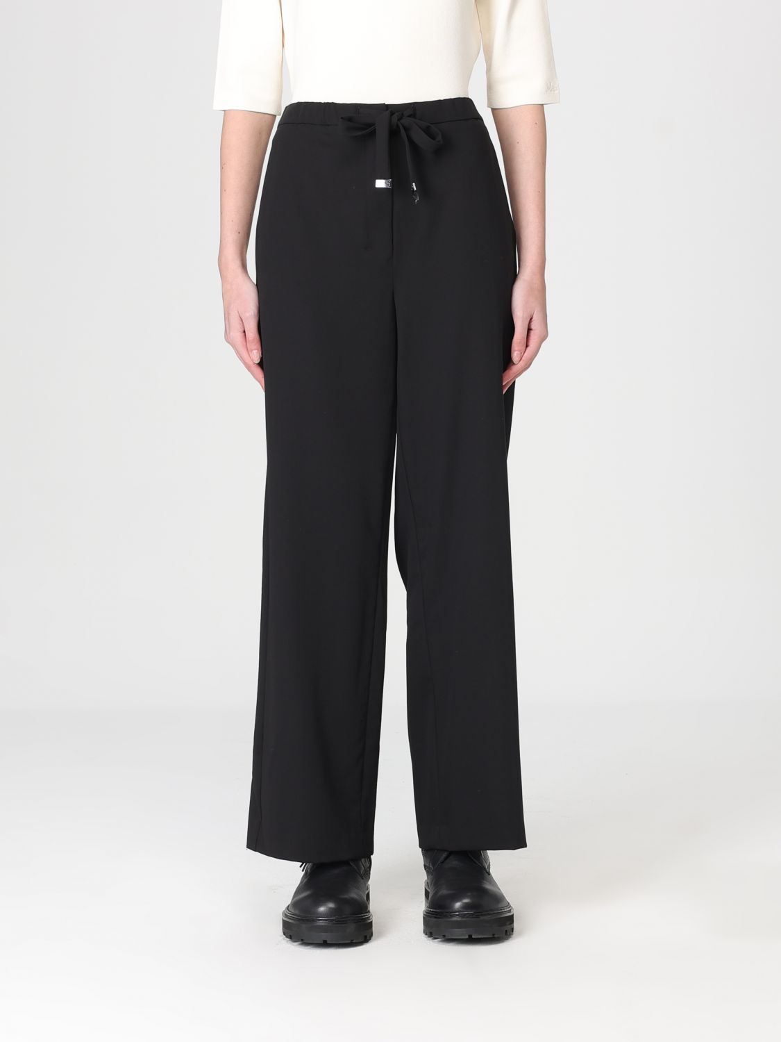 's Max Mara Virgin Wool Trousers With Drawstring In Black