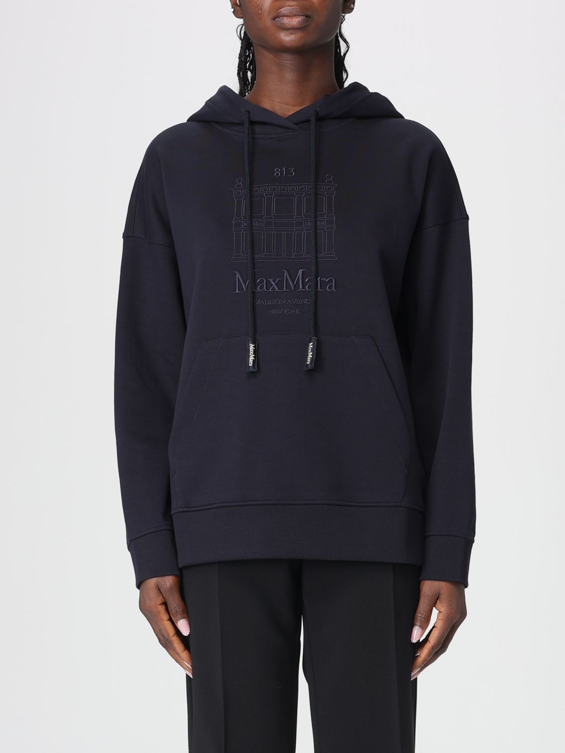 's Max Mara Cotton Hoodie With Logo In Black