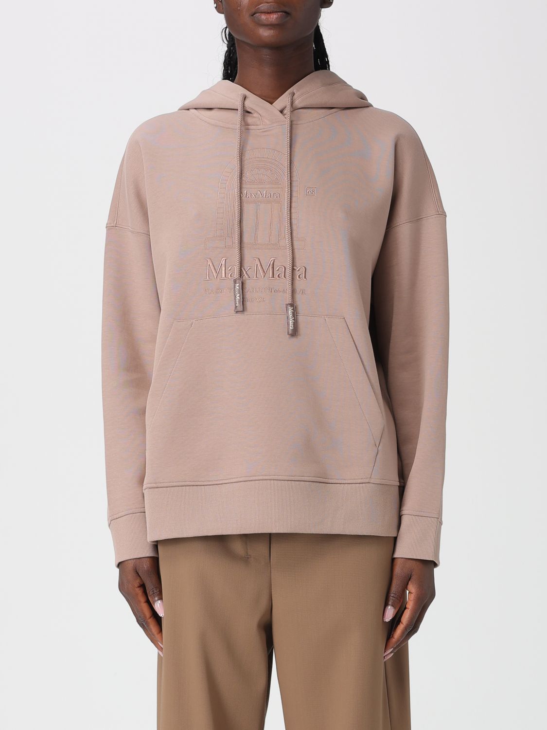 's Max Mara Cotton Hoodie With Logo In Pink
