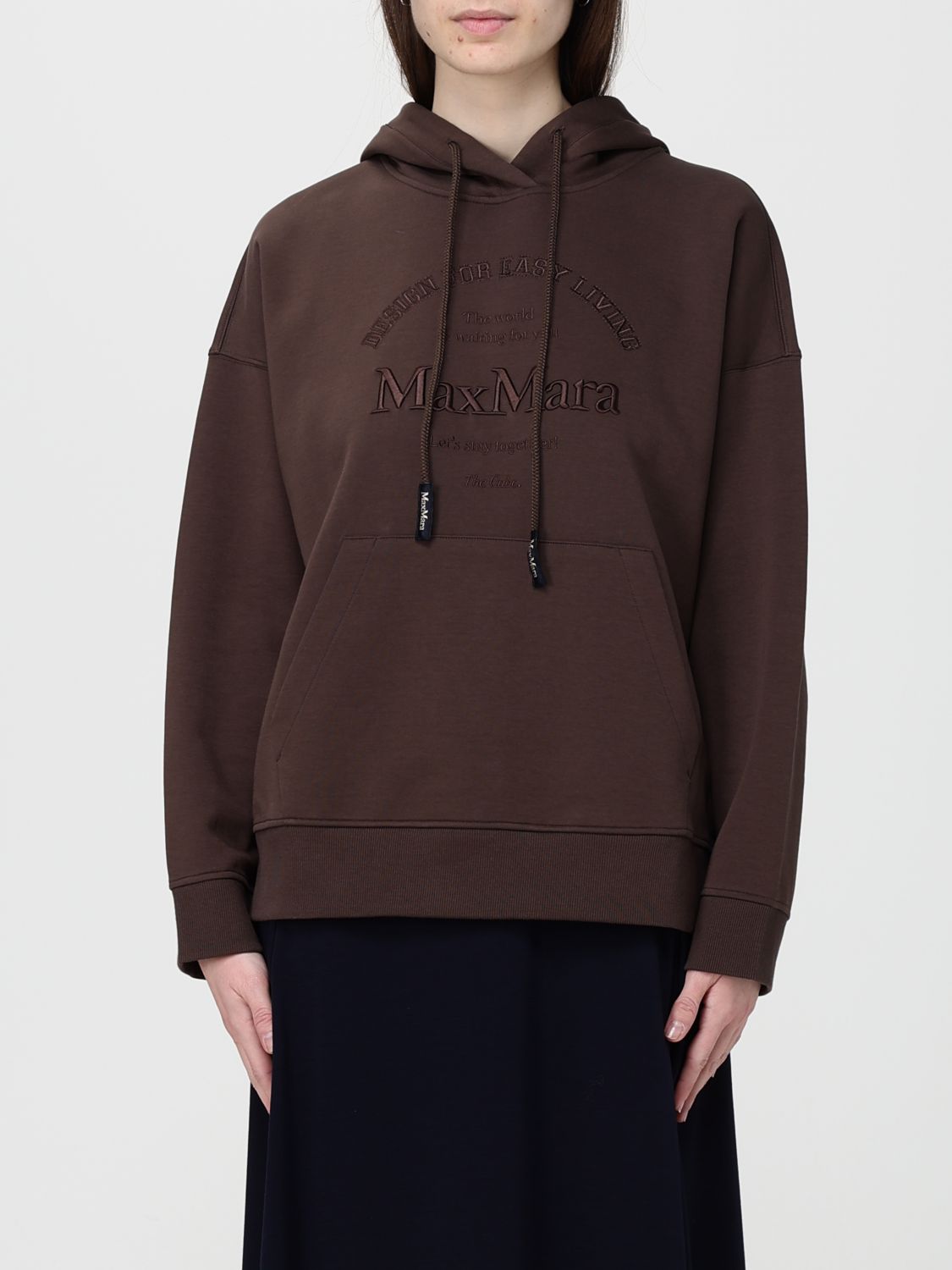 's Max Mara Cotton Hoodie With Logo In Brown