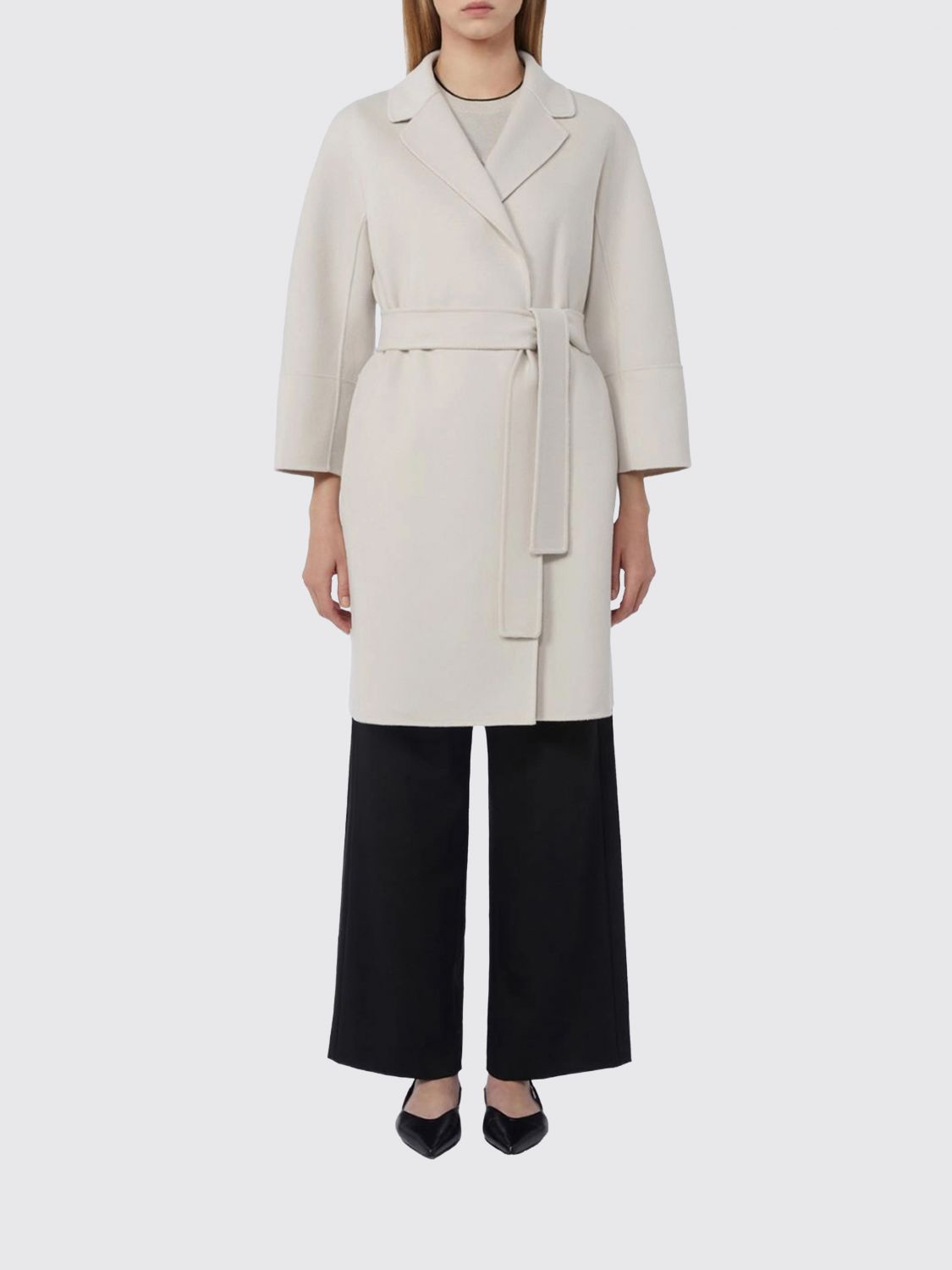 's Max Mara Virgin Wool Wrap Coat In Gray