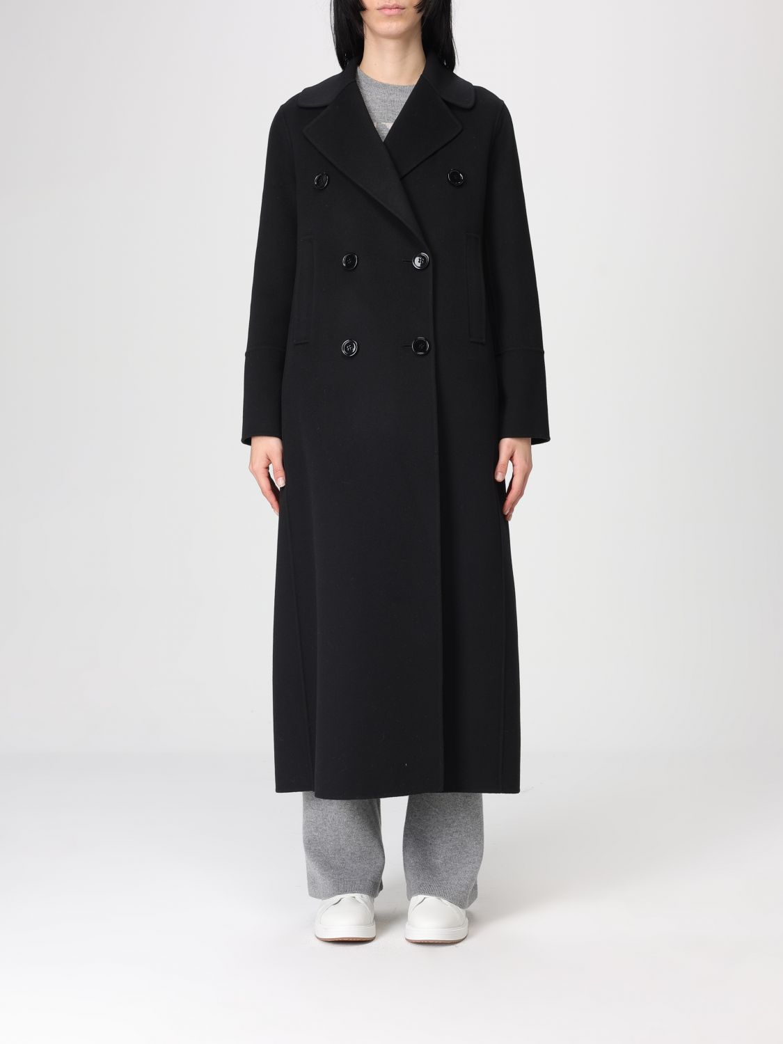 's Max Mara Double-breasted Coat In Virgin Wool In Blue