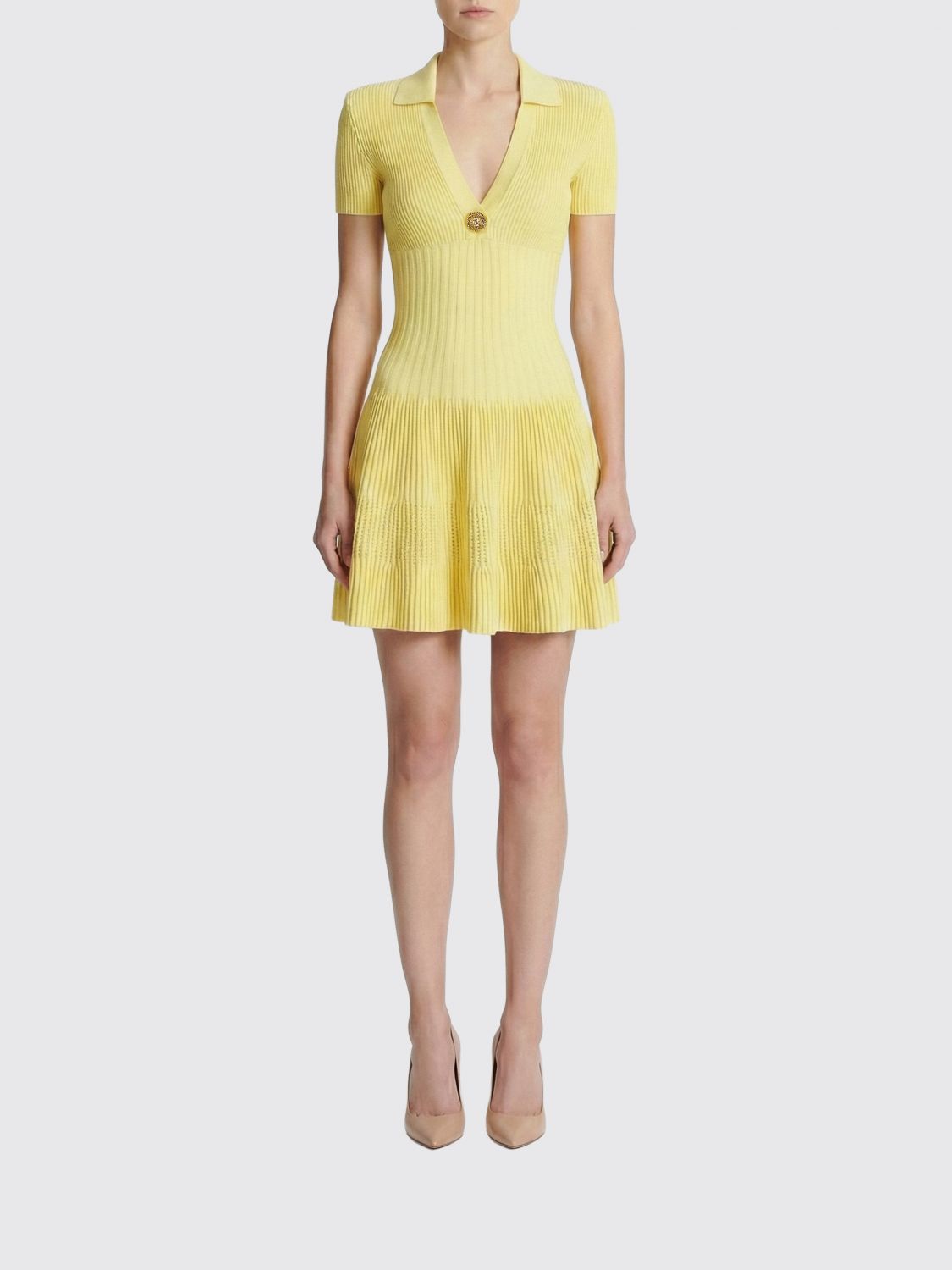 Abito mini Balmain in maglia di misto lana