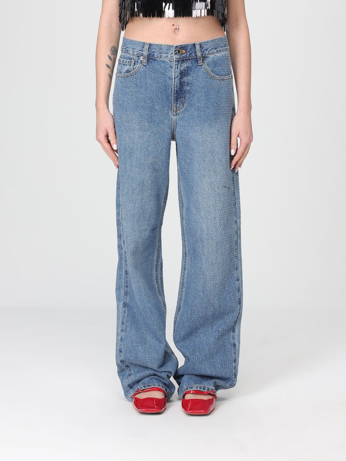 SELF-PORTRAIT Jeans Woman color Blue SELF-PORTRAIT