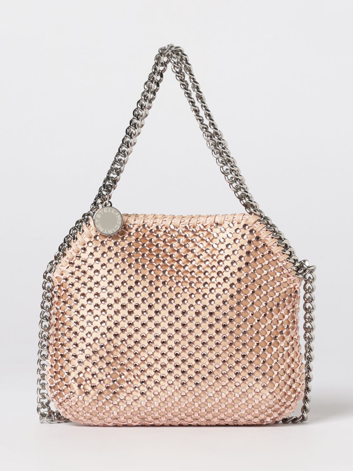 Borsa Micro Stella McCartney in raso con strass all over
