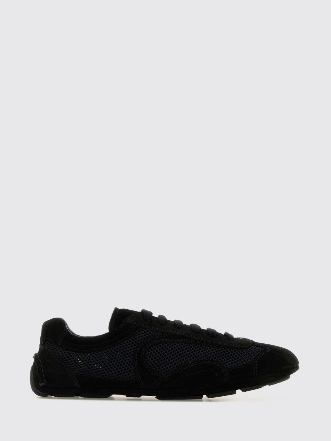 Prada Montecarlo Suede And Mesh Sneakers In Black