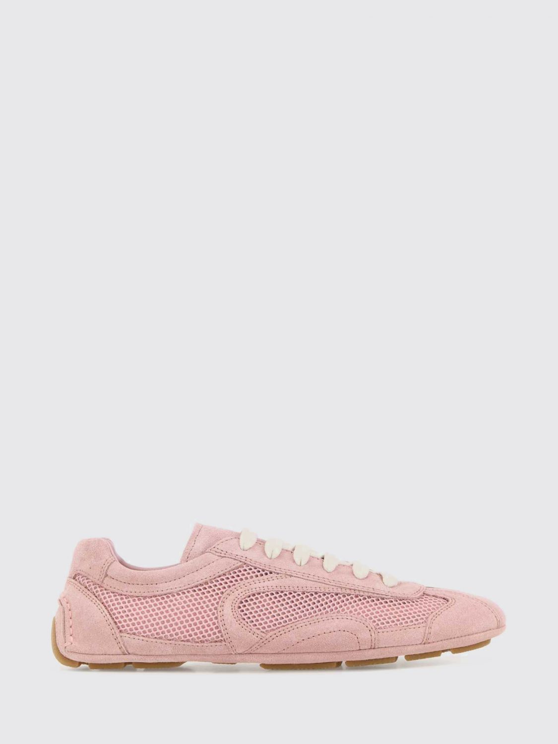 Prada Montecarlo Suede And Mesh Sneakers In Pink