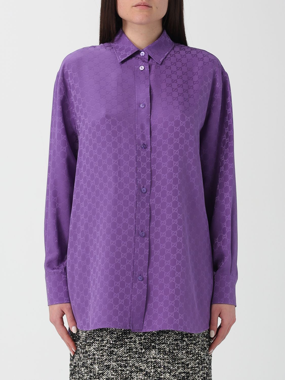 GUCCI Camicia in seta con monogram