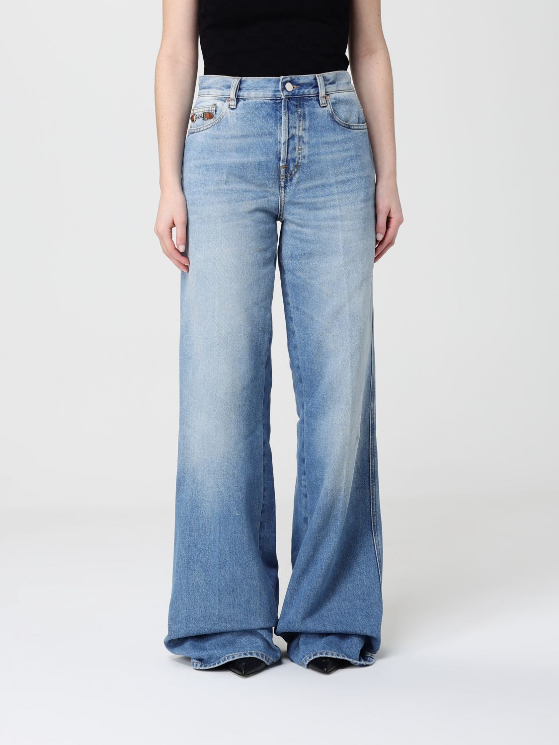 GUCCI Jeans wide-leg in denim di cotone