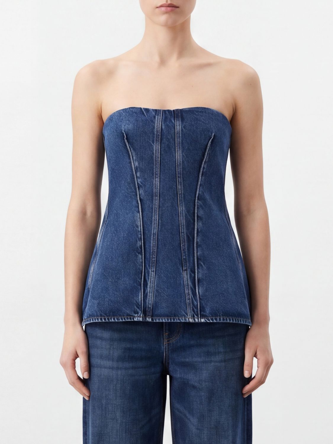 AGOLDE Top bustier in denim di cotone