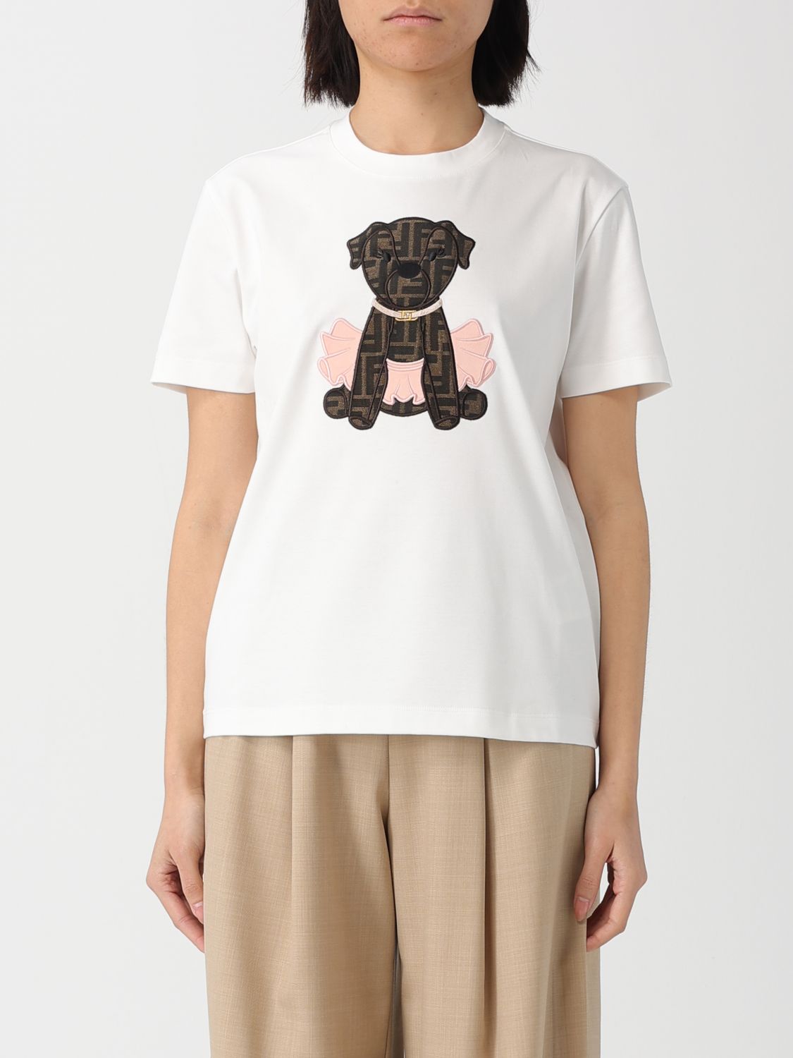 FENDI T-shirt in cotone con patch