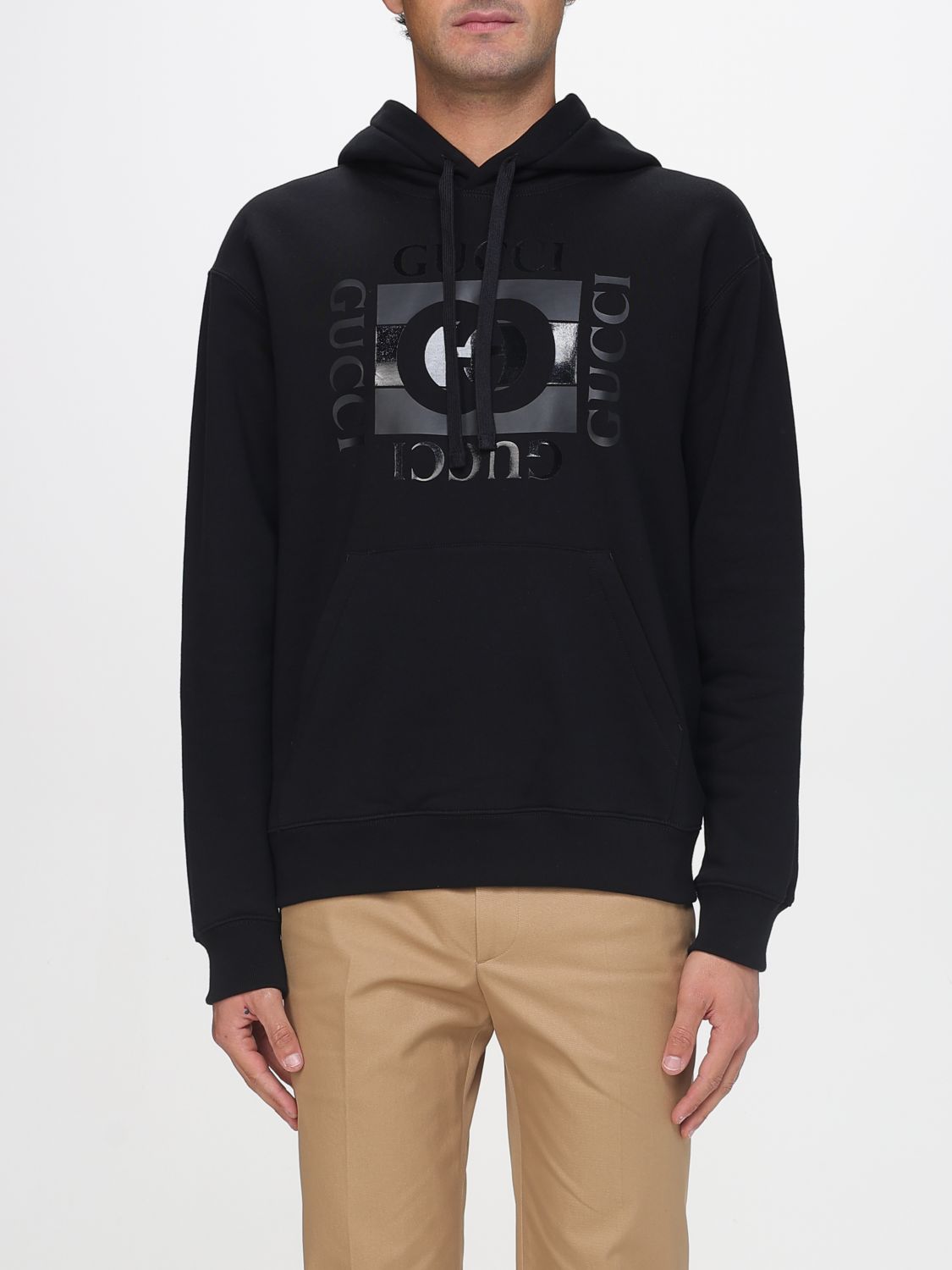 GUCCI Felpa con cappuccio in cotone con logo