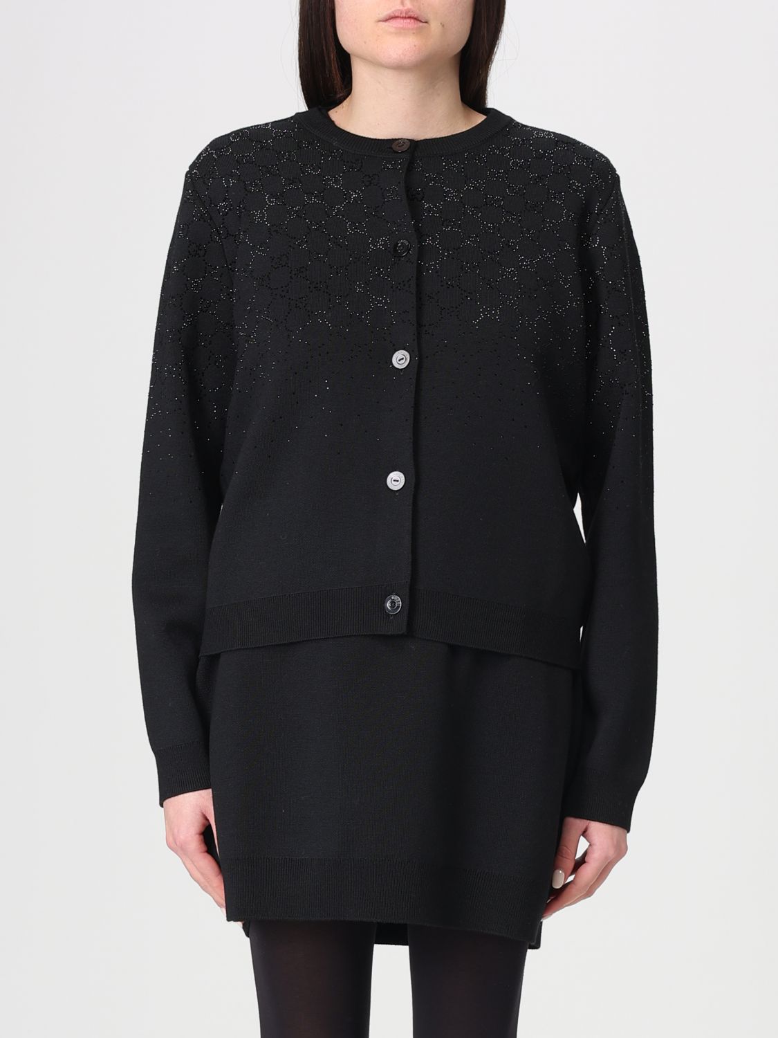 GUCCI Cardigan di lana GG di strass