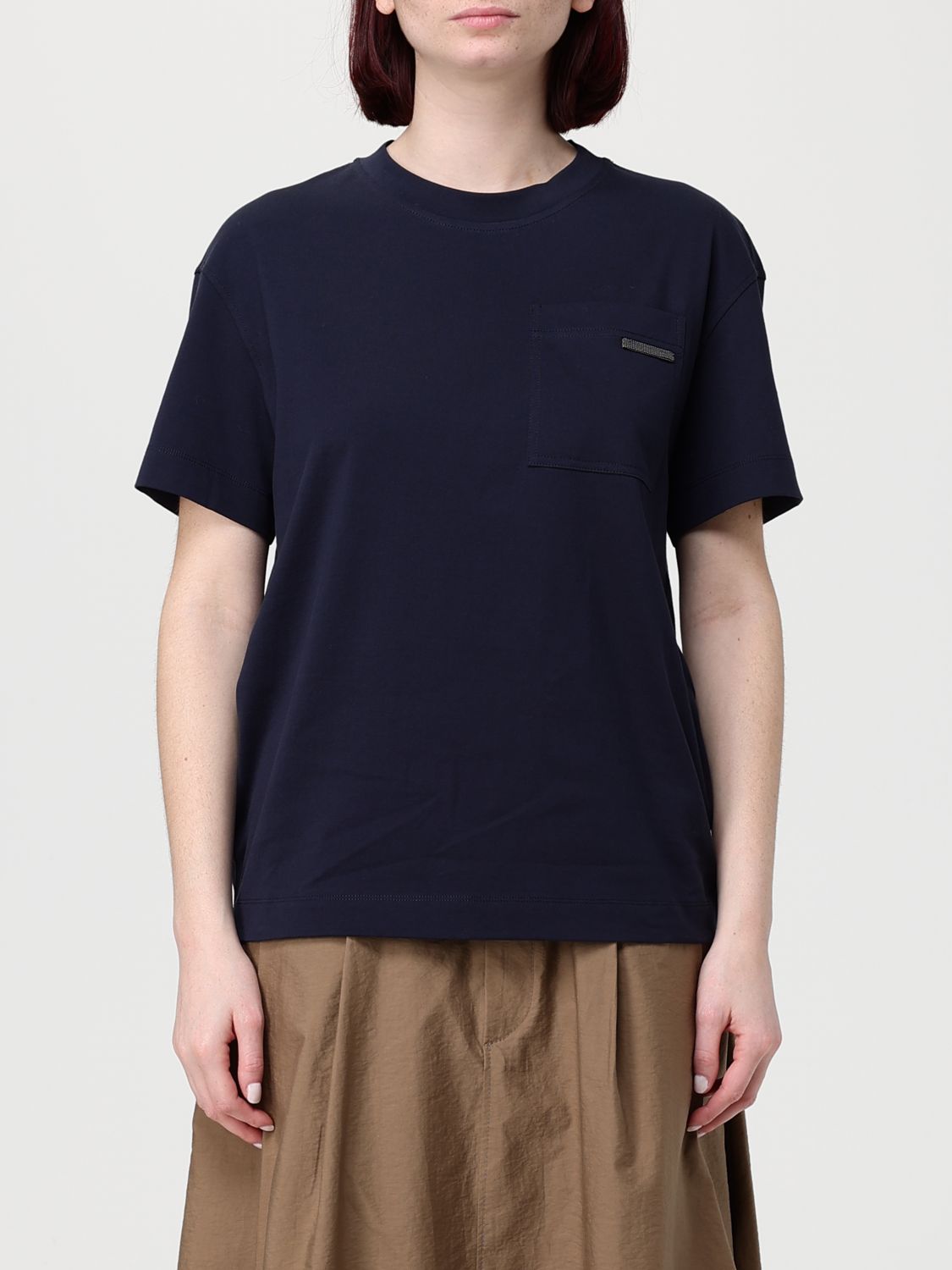 BRUNELLO CUCINELLI BRUNELLO CUCINELLI T-Shirt Woman color Blue　BRUNELLO CUCINELLI T シャツ レディース カラー ブルー