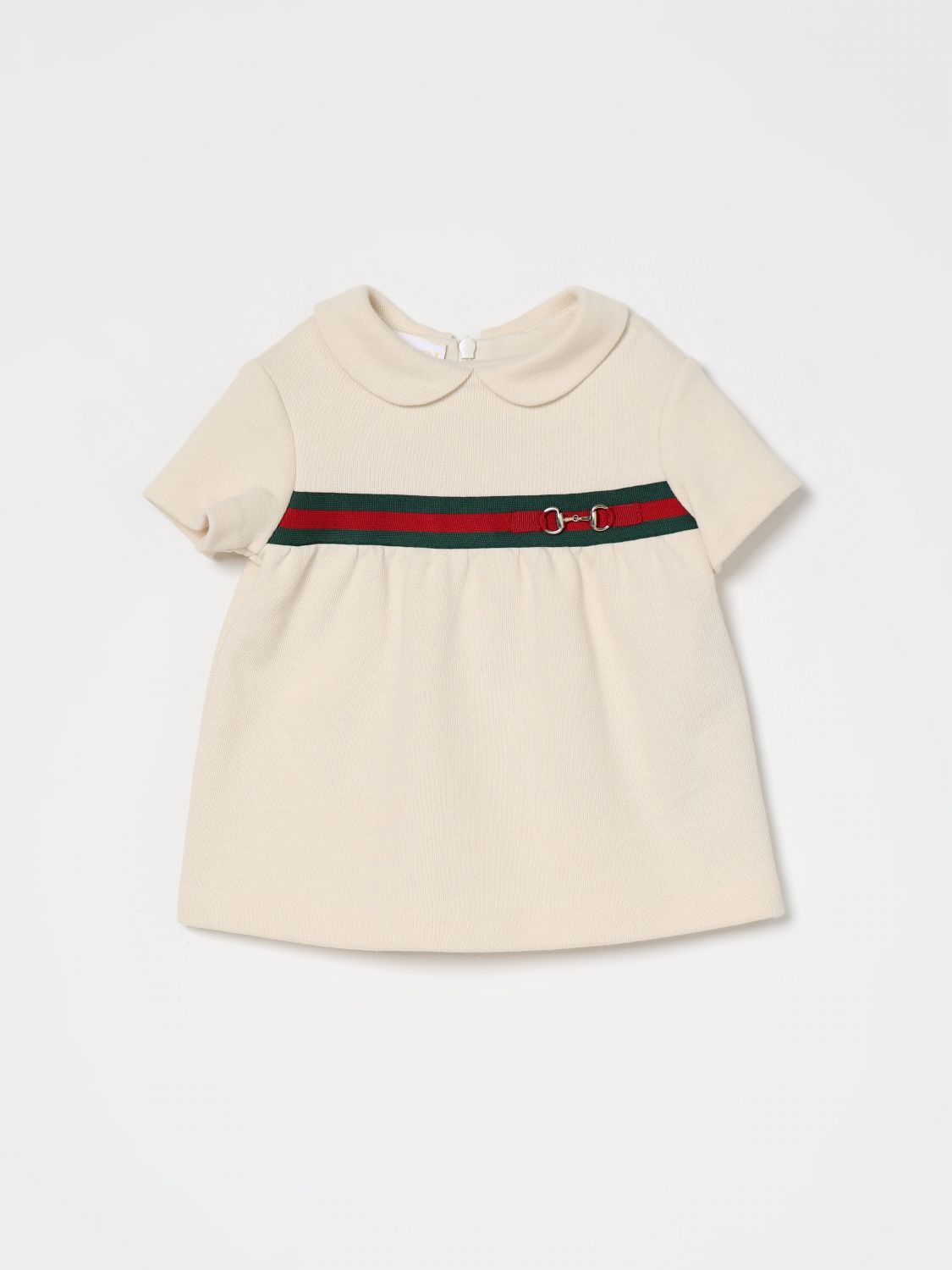 GUCCI Abito mini in cotone con Web e Morsetto