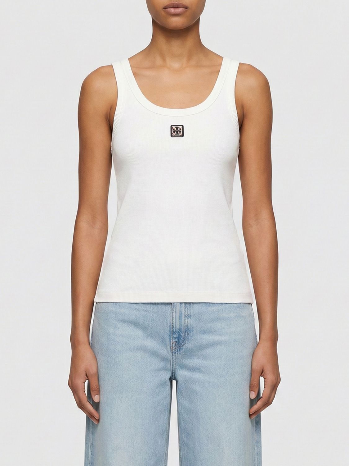 TORY BURCH T-Shirt Woman color White　TORY BURCH Tシャツ ウーマンカラー ホワイト TORY