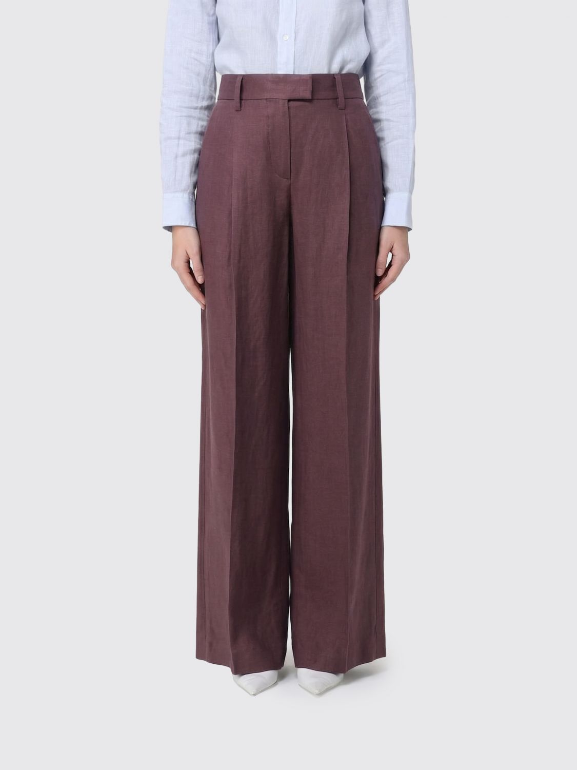 Brunello Cucinelli Linen Trousers In Brown
