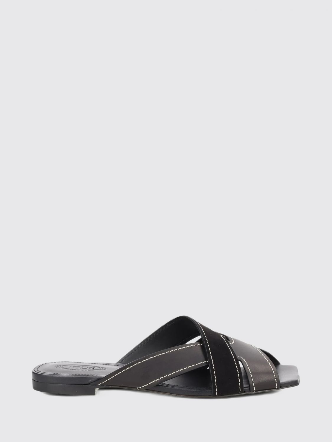 TOD'S Mules in pelle con cuciture a filo