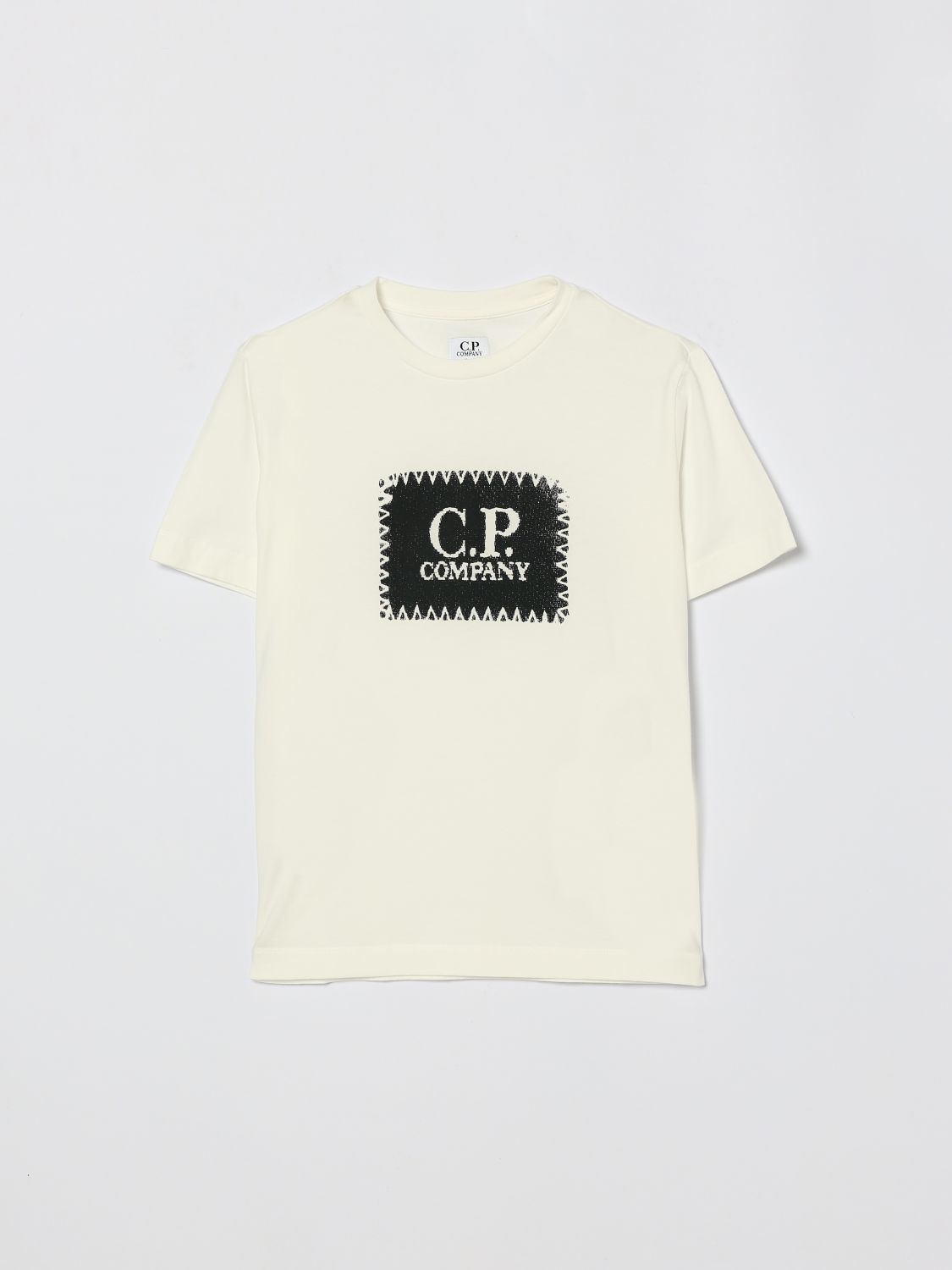 C.p. Company Kids'  Cotton T-shirt With Logo In Neutral