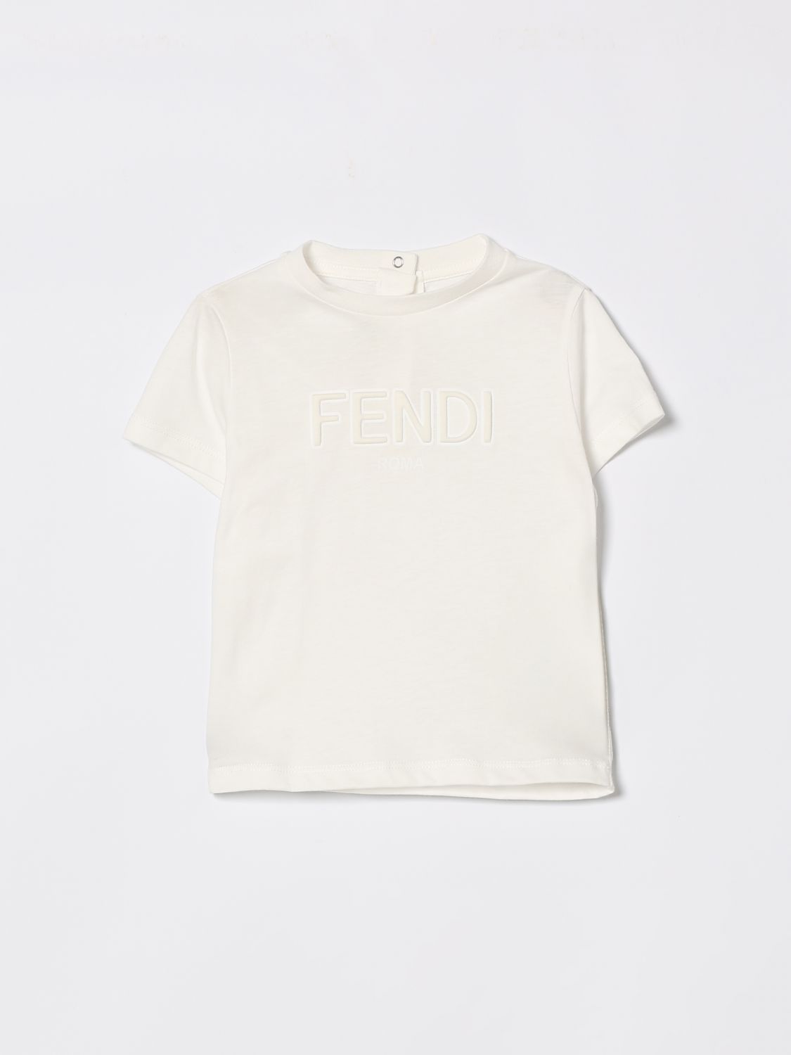 FENDI T-shirt in cotone con logo tono su tono