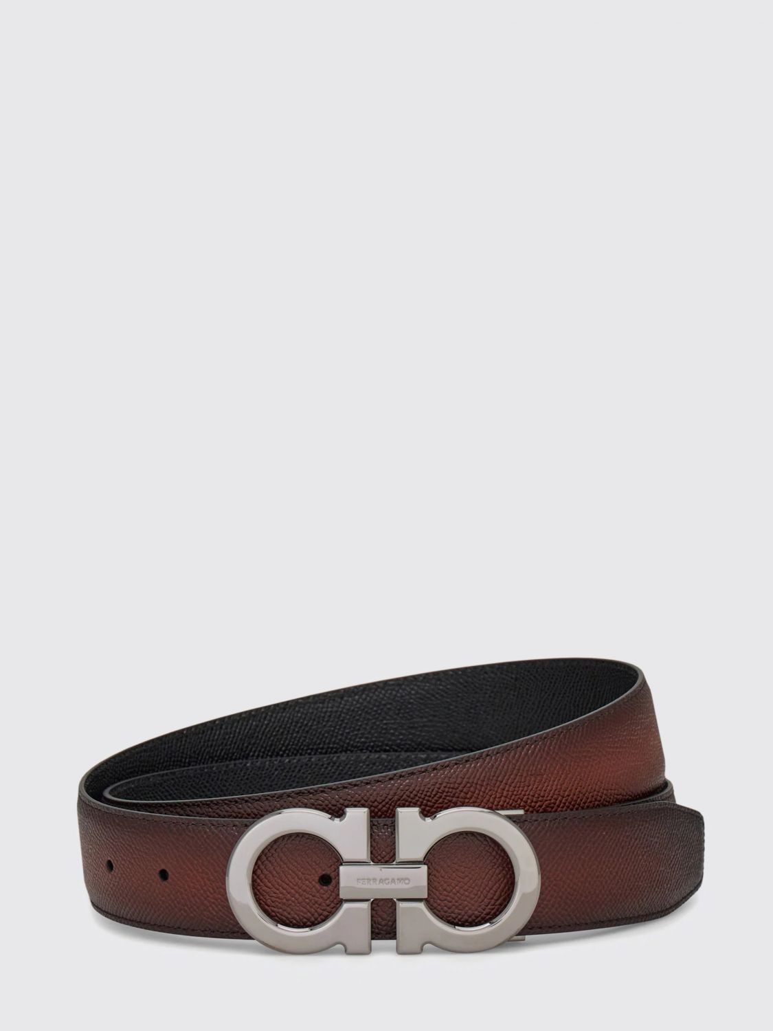 FERRAGAMO Cintura reversibile in pelle a grana