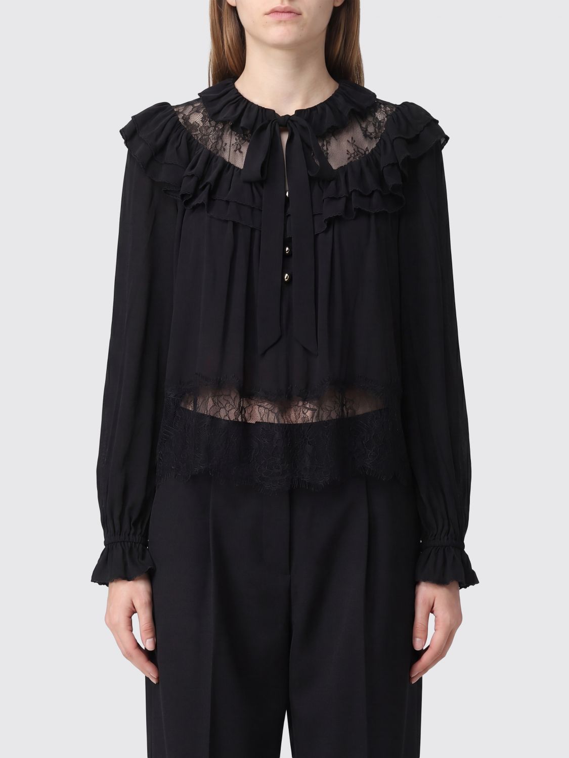 SELF-PORTRAIT Blusa in pizzo e viscosa
