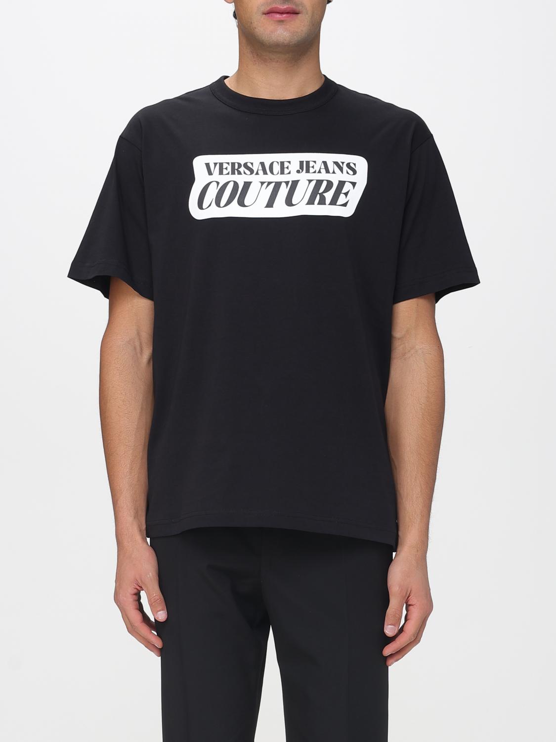 VERSACE JEANS COUTURE T-Shirt Men color Black　VERSACE JEANS COUTURE Tシャツ メンズ カラー ブラック VERSACE