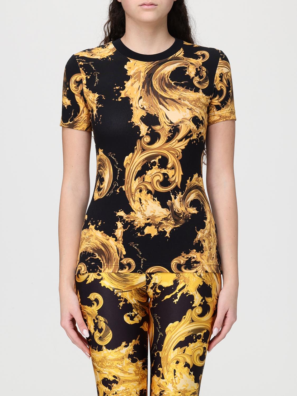 VERSACE JEANS COUTURE T-Shirt Woman color Black　VERSACE JEANS COUTURE Tシャツ ウィメンズ カラー ブラック VERSACE