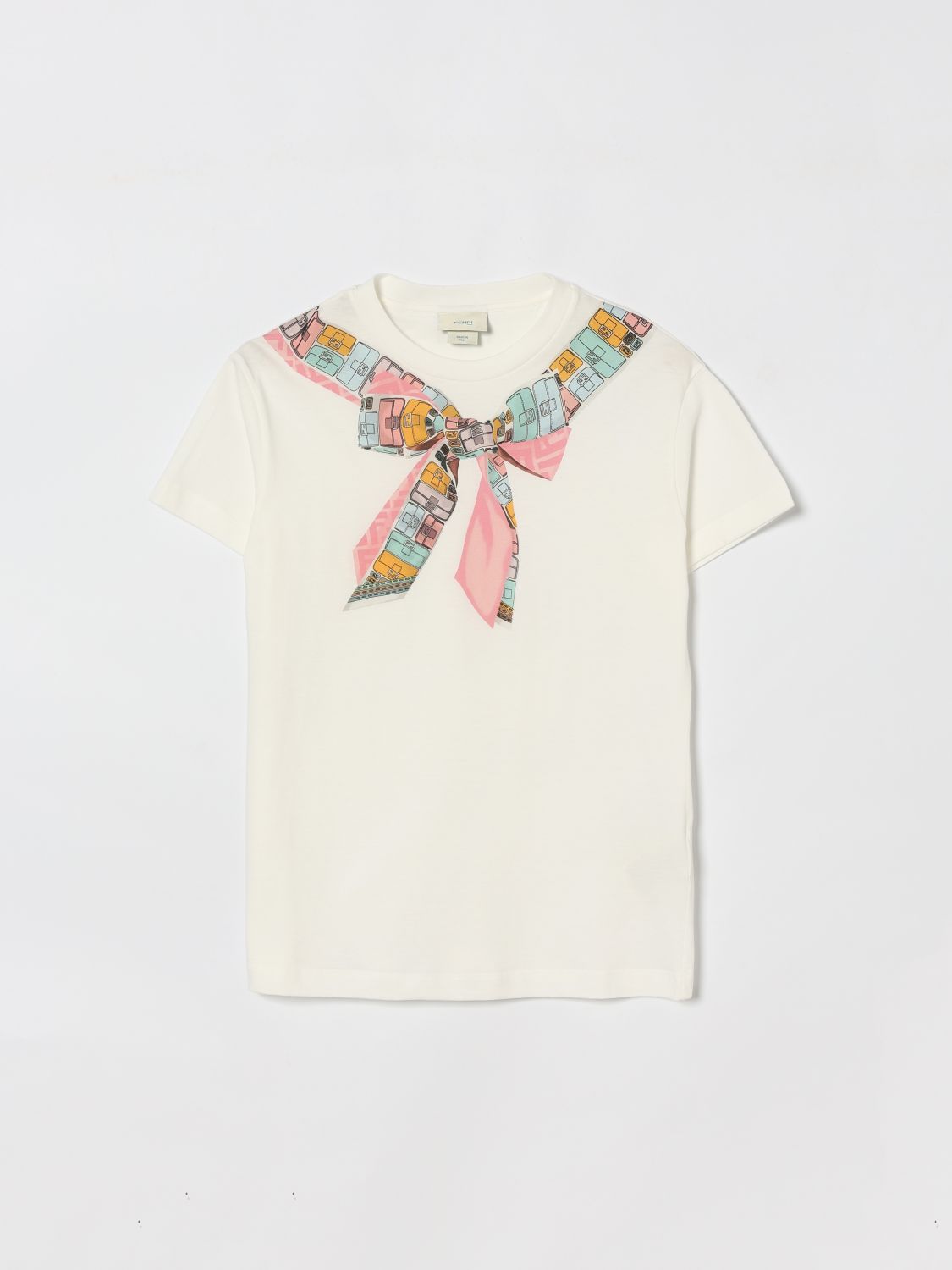 FENDI T-shirt in cotone con fiocco FF