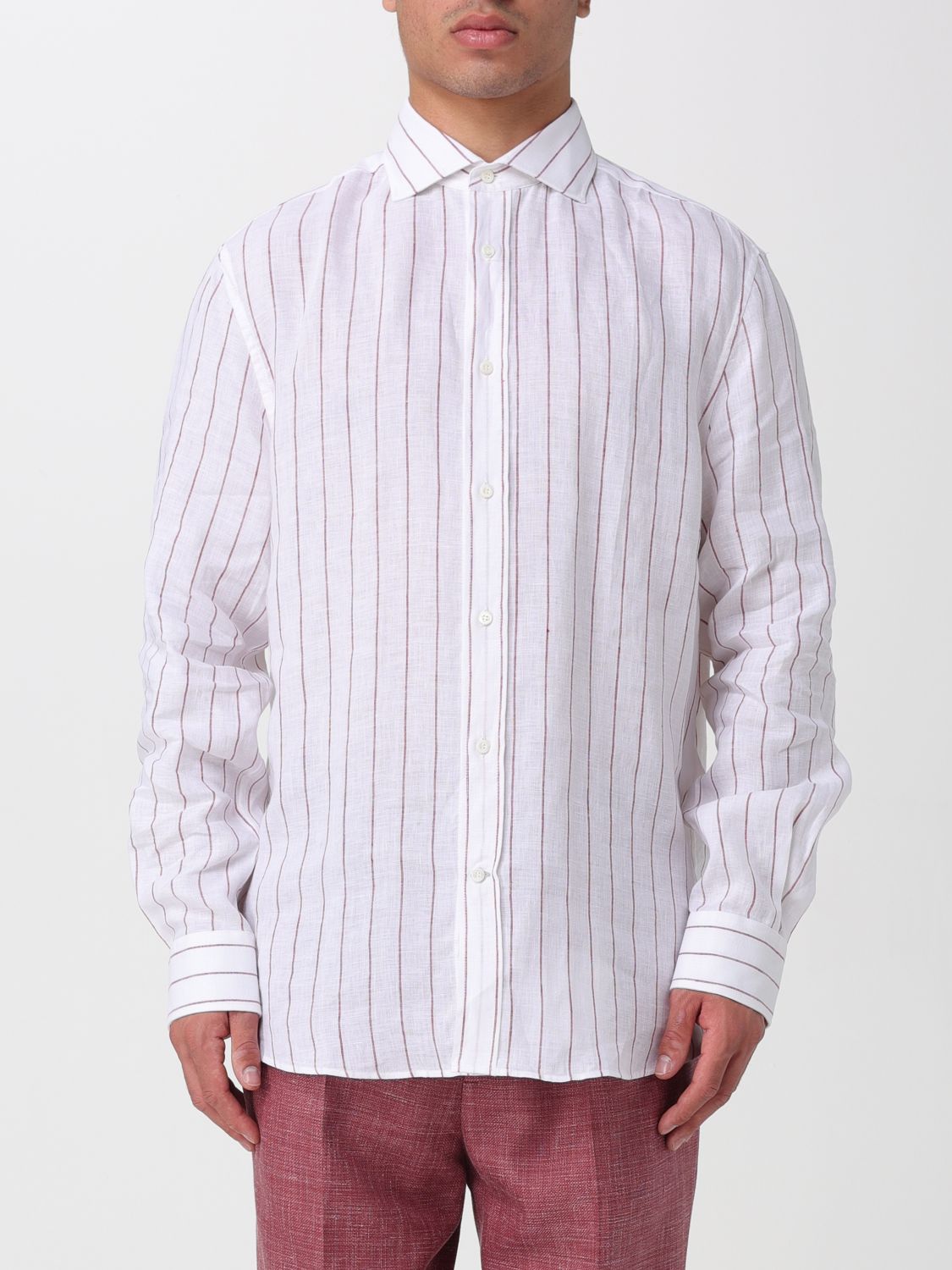 BRUNELLO CUCINELLI Camicia casual in lino a righe