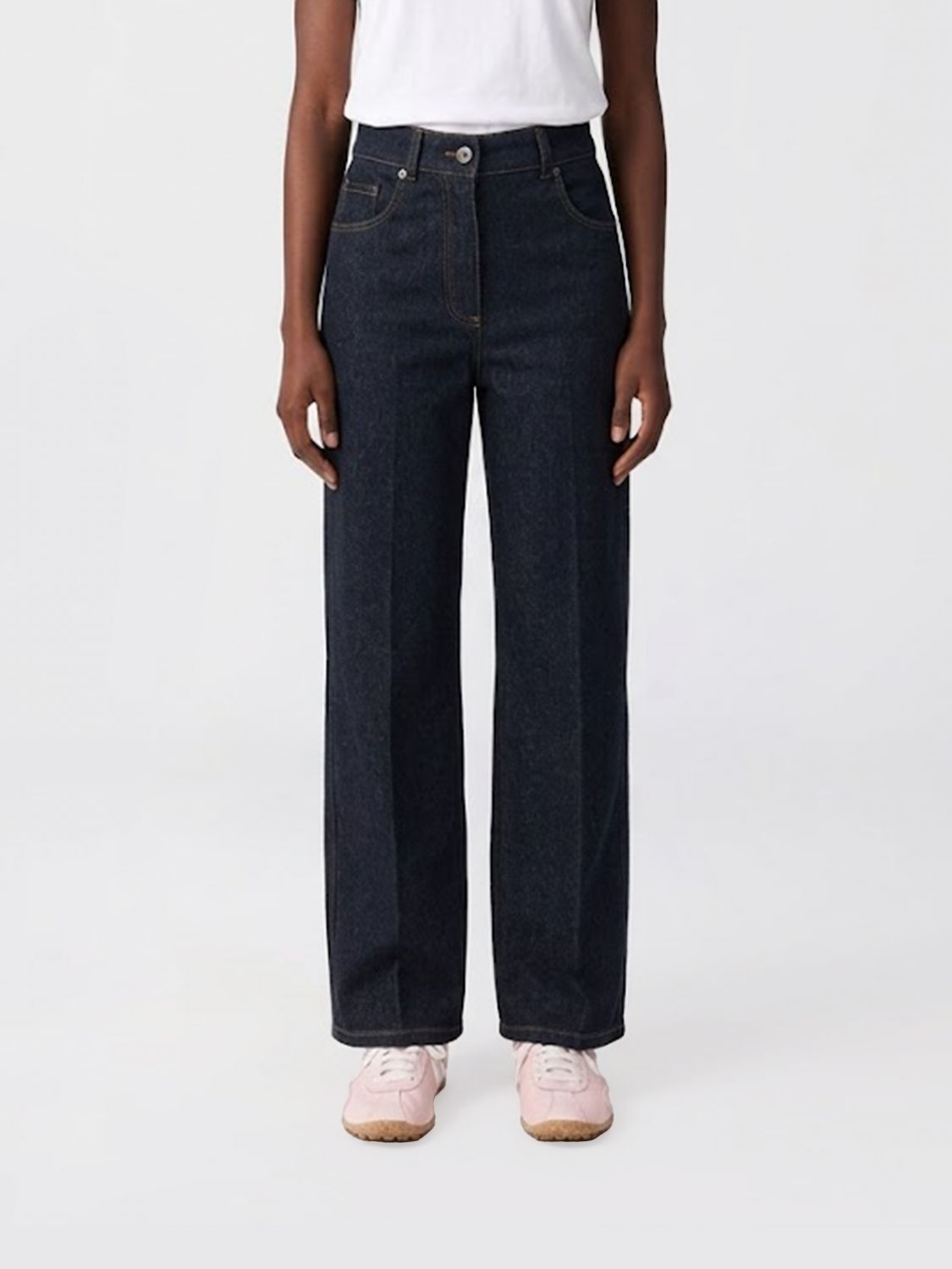 Max Mara Wool Blend Straight Jeans In Blue