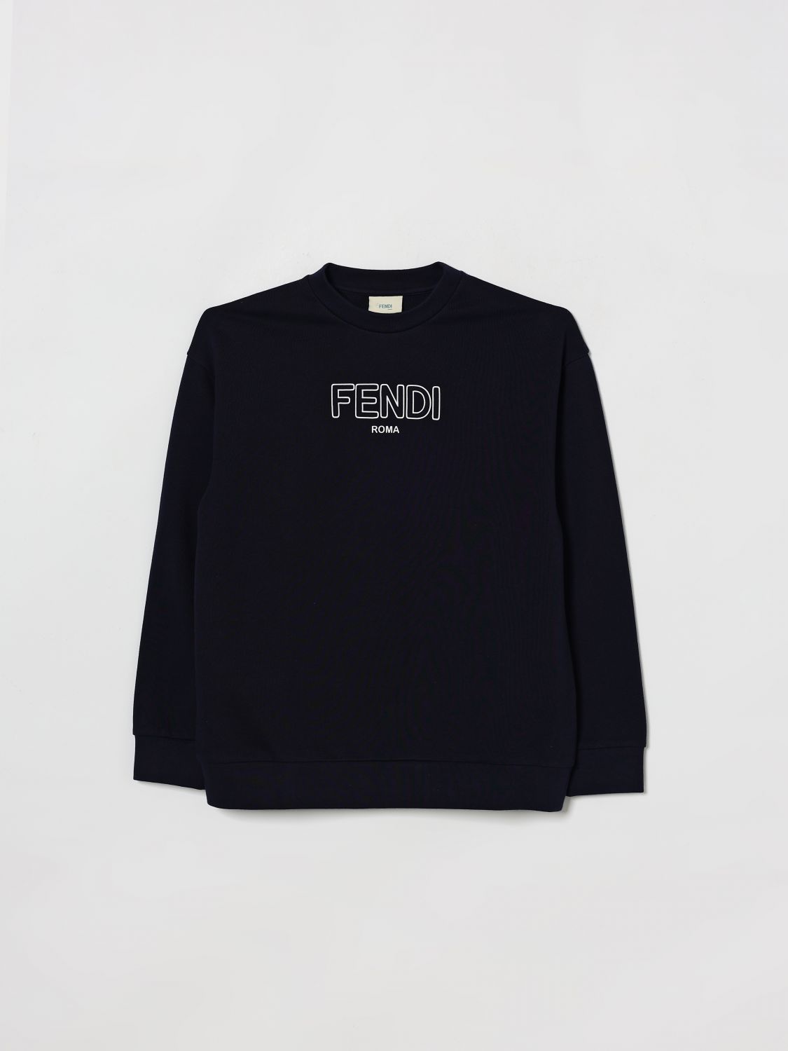 FENDI Felpa girocollo in cotone con logo