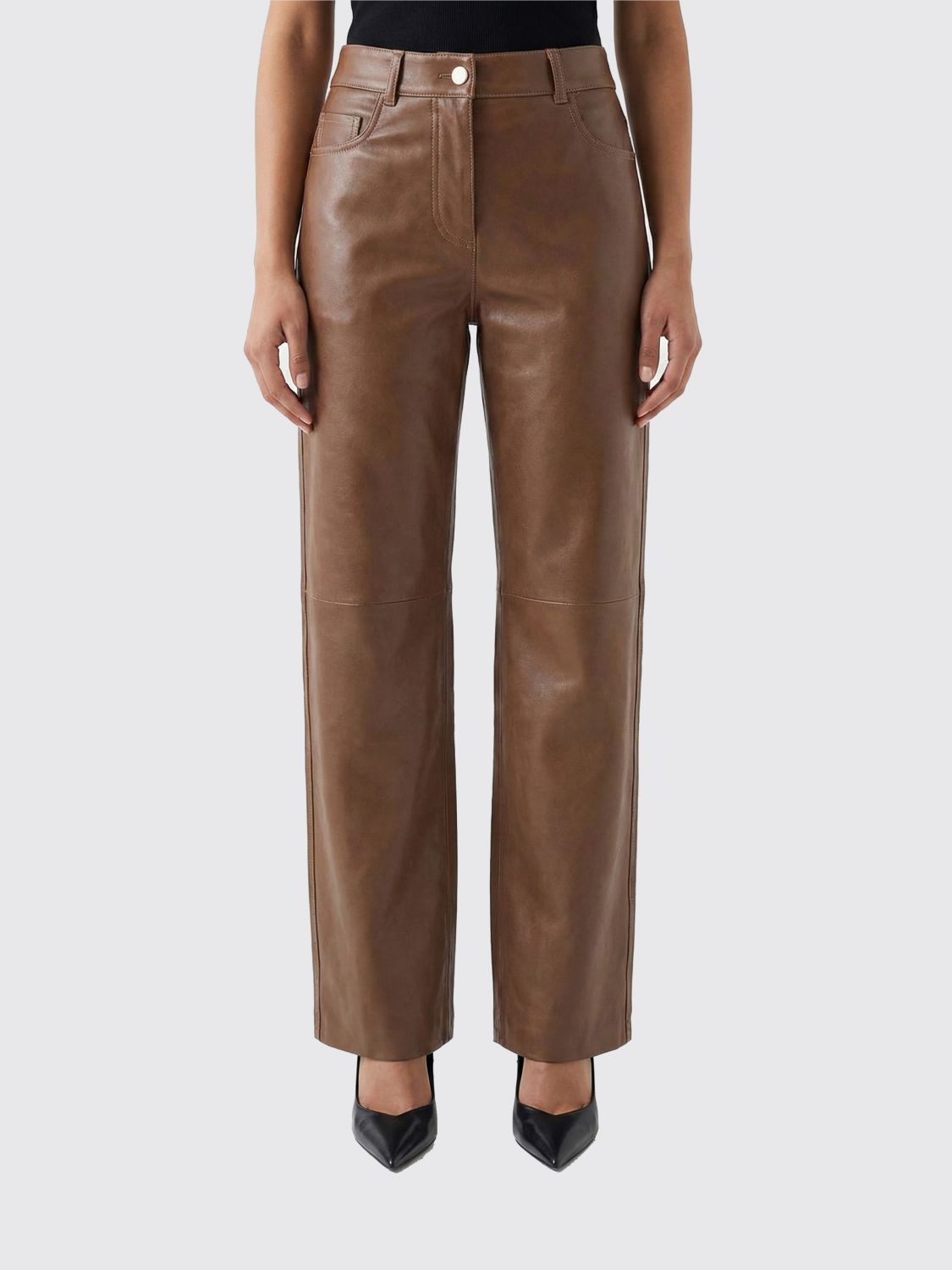 's Max Mara Violino Leather Trousers In Brown