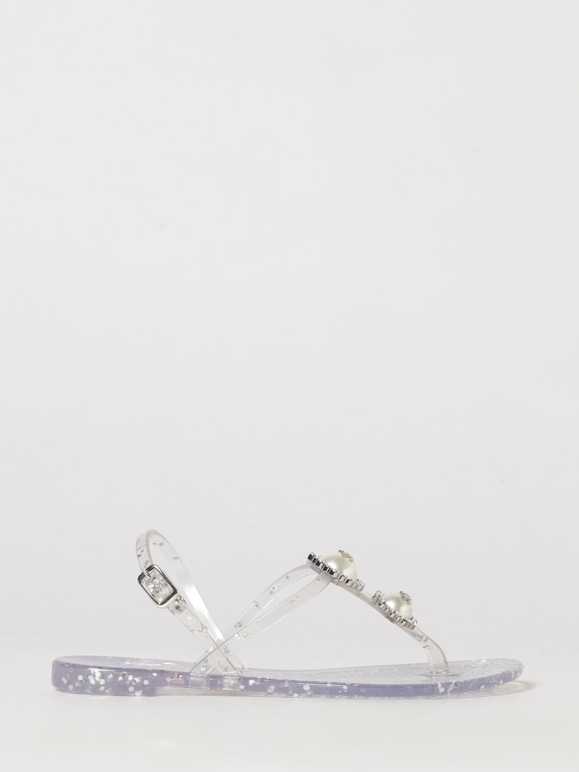 CASADEI Sandalo Jelly in pvc glitter con strass e perle sintetiche