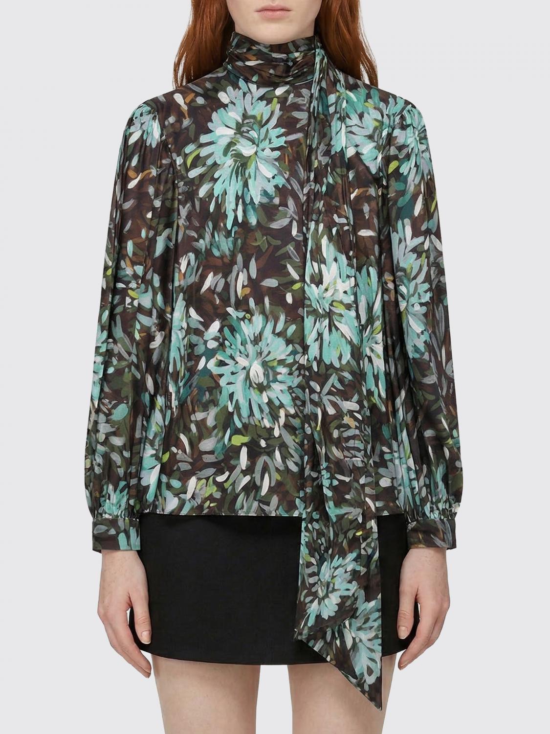 GUCCI Camicia in twill di seta con stampa floreale