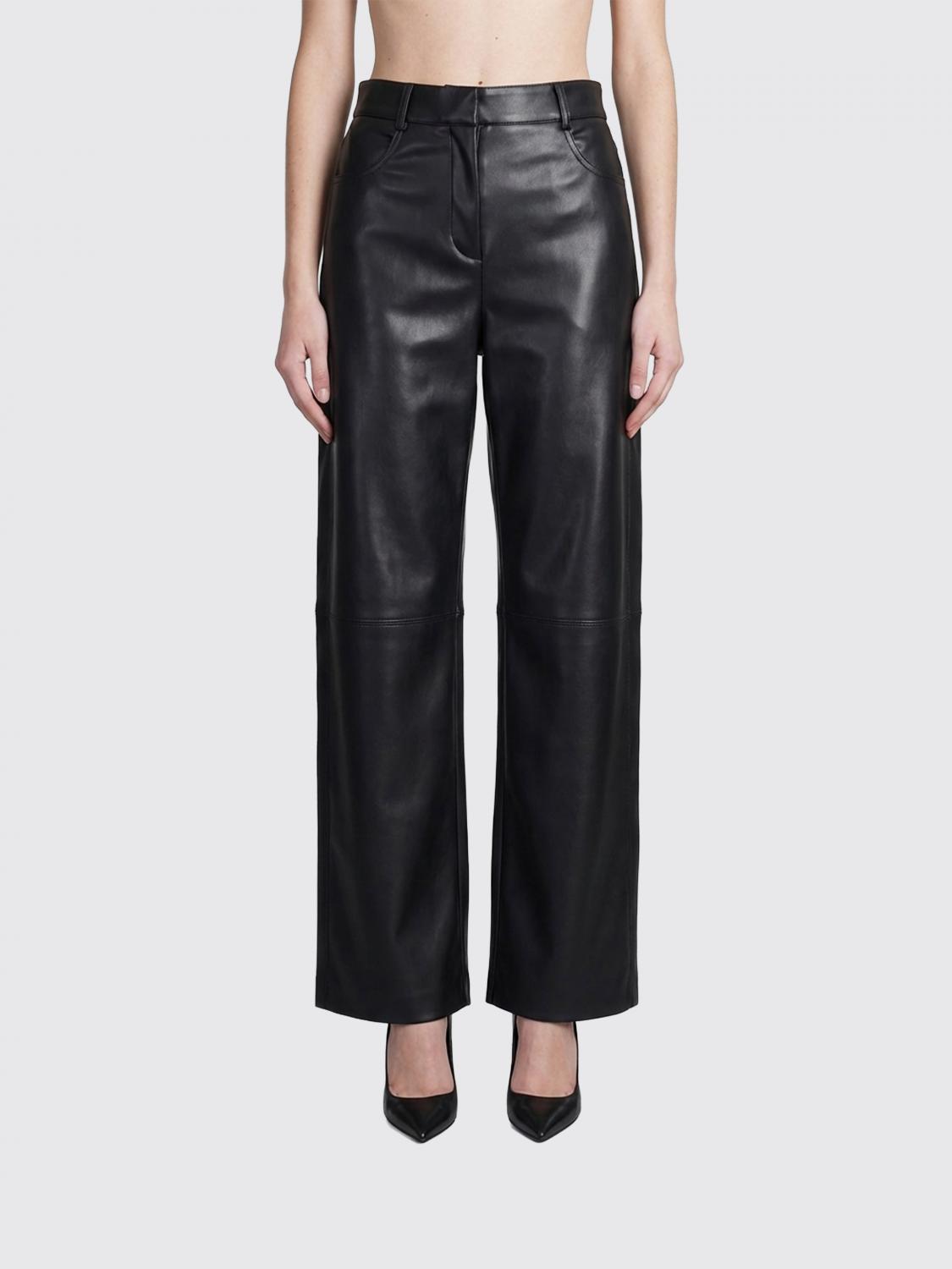 's Max Mara Straight Synthetic Leather Trousers In Black
