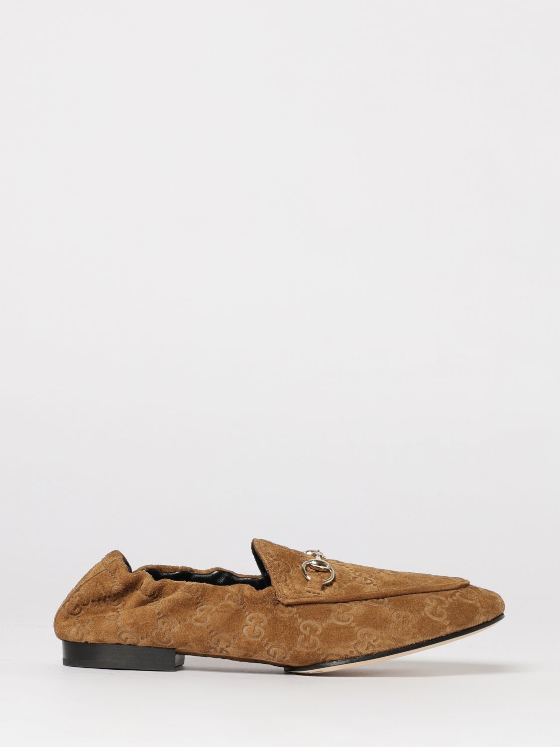 GUCCI Mocassino Jordaan in camoscio con monogram GG