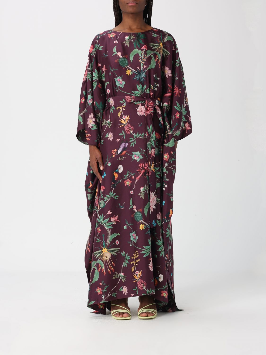 La Doublej Square Floral Maxi Dress In Purple