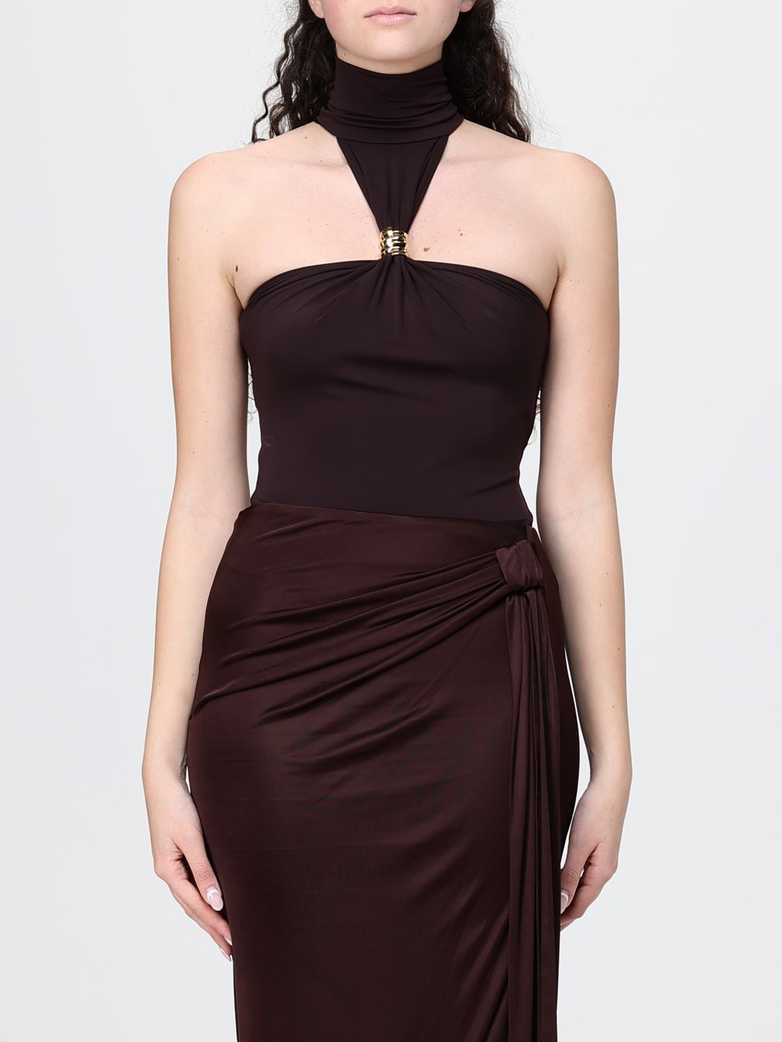 Elisabetta Franchi Cut-Out Viscose Bodysuit Top