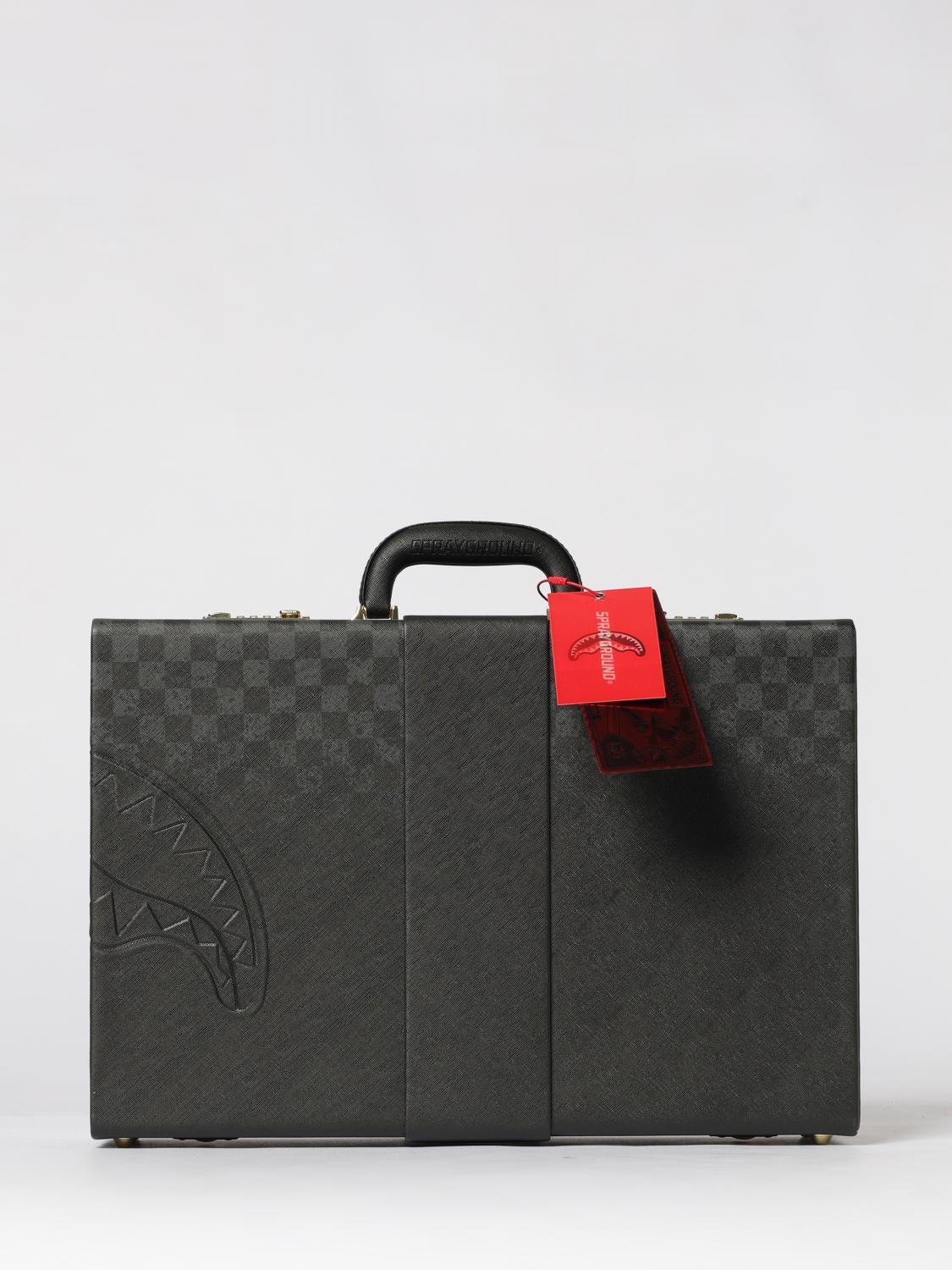 Sprayground Spritz Black Checkered Saffiano Synthetic Leather Suitcase In Gray