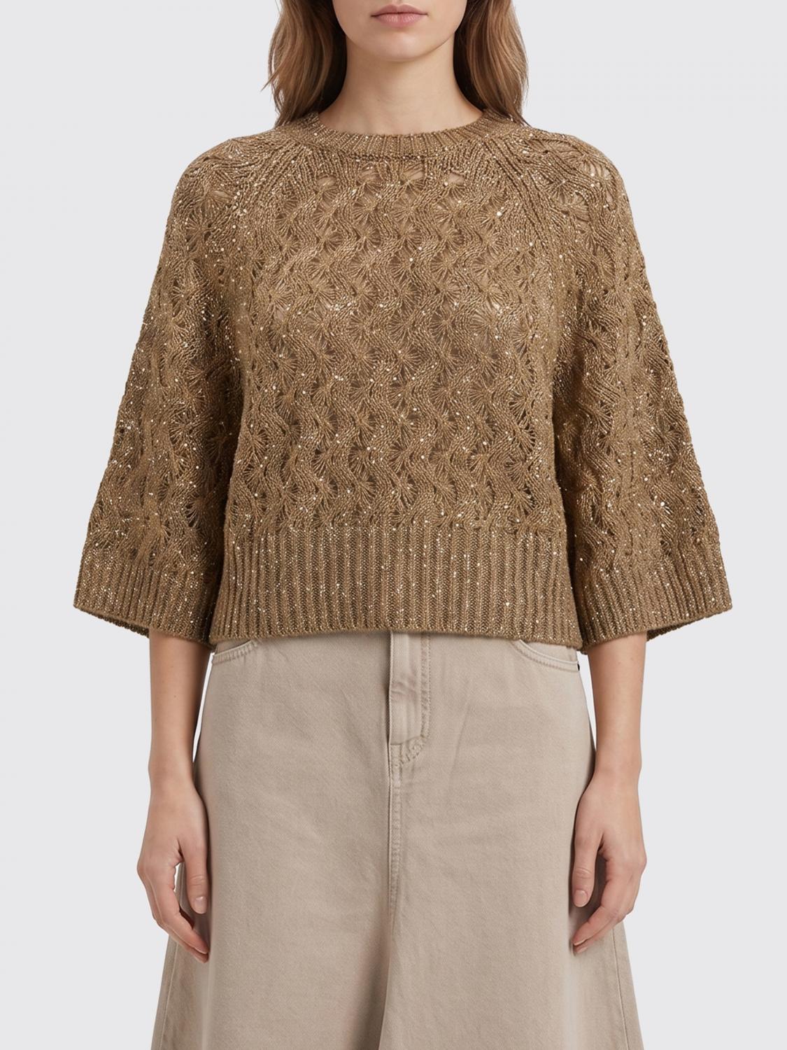 BRUNELLO CUCINELLI Seidenmischpullover mit bestickten Pailletten